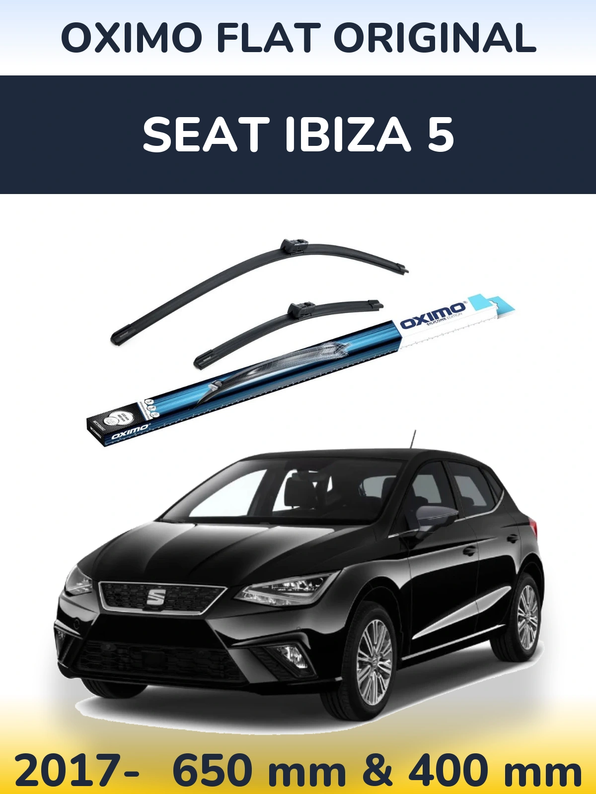 Komplet przednich wycieraczek Oximo Flat Original 650 & 400 mm do SEAT Ibiza 5 2017-2026