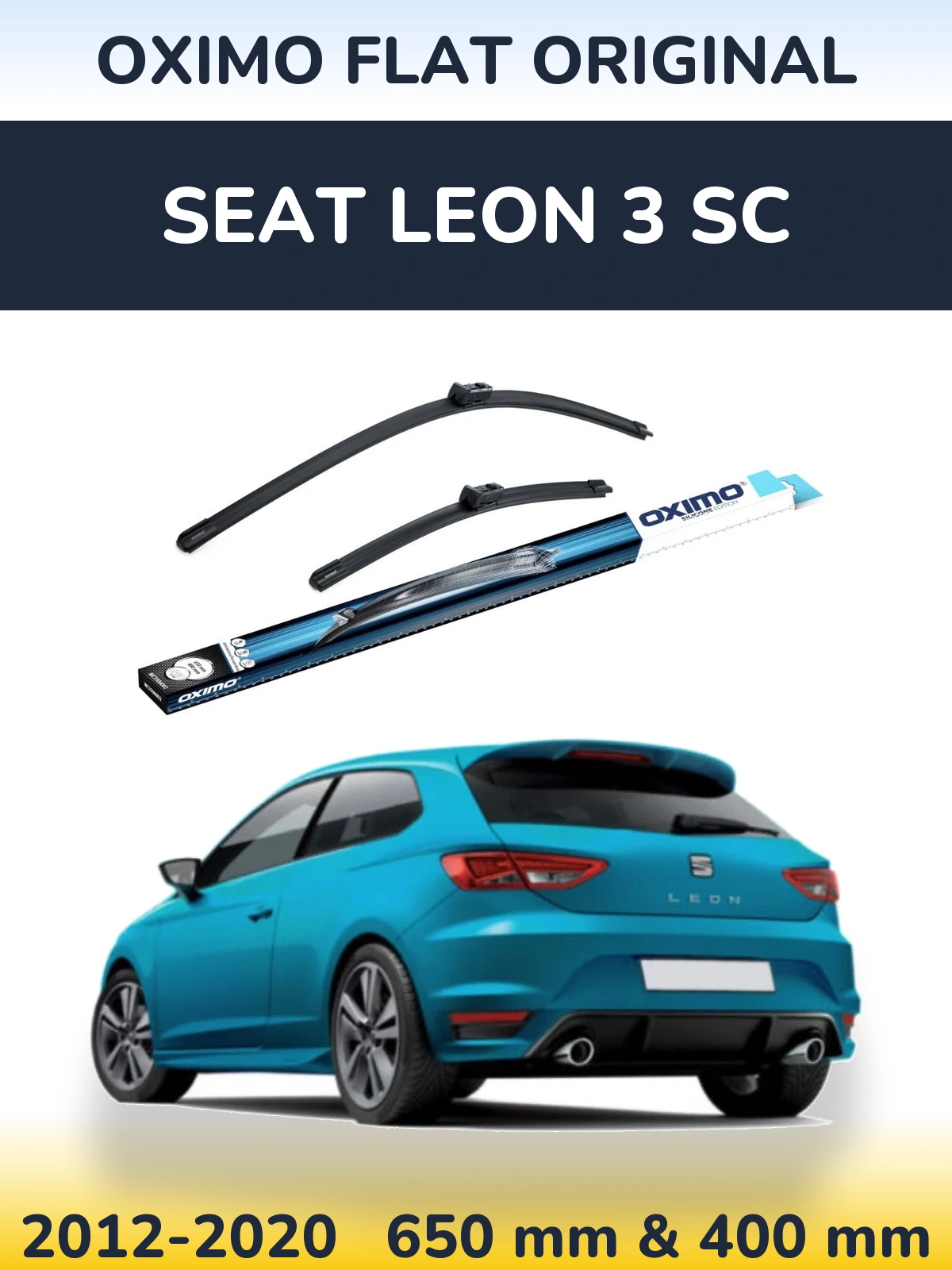 Front wiper blade set Oximo Flat Original 650 & 400 mm for SEAT Leon 3 SC 2012-2020