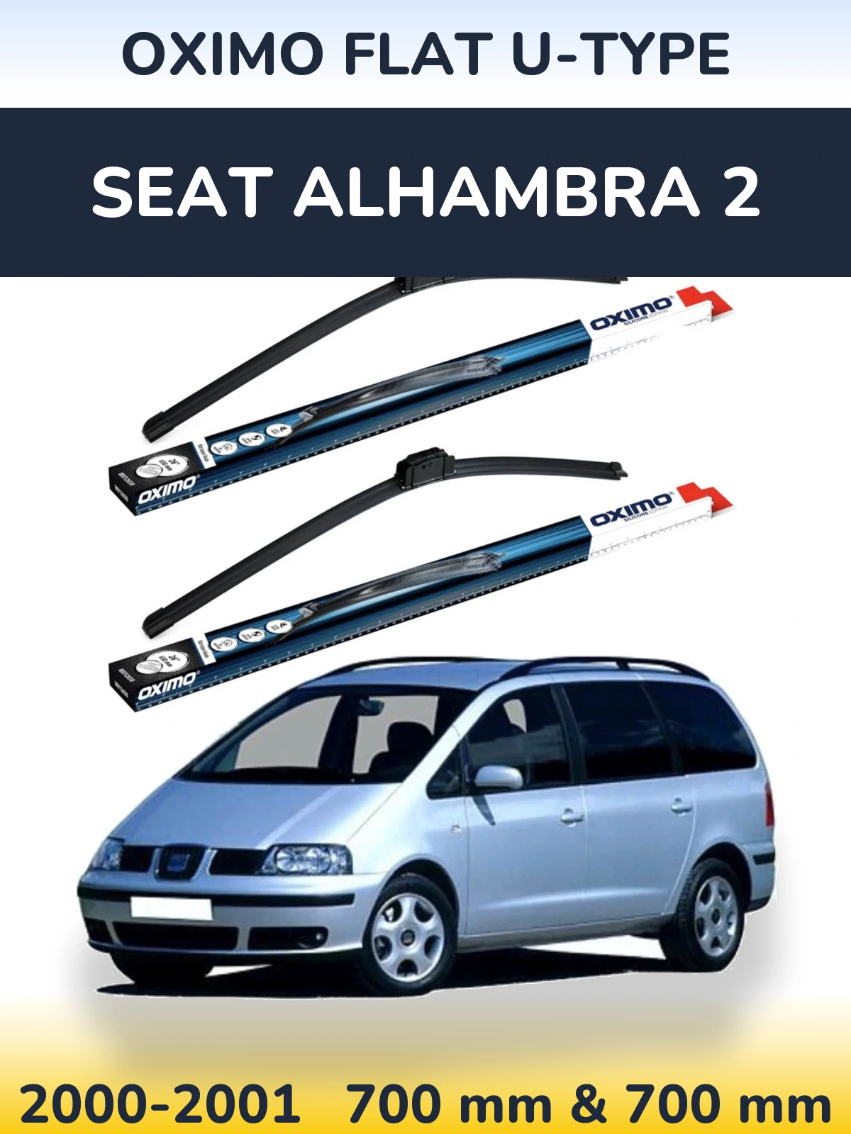 Komplet przednich wycieraczek Oximo Flat U-type 700 & 700 mm do SEAT Alhambra 2 2000-2001