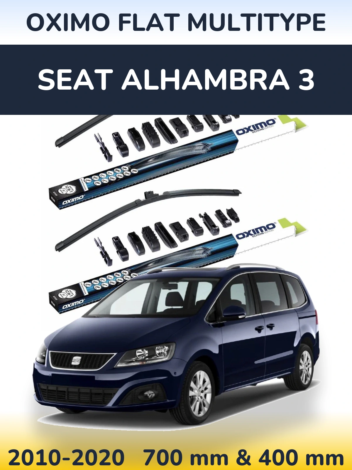 Front wiper blade set Oximo Flat MultiTypee 700 & 400 mm for SEAT Alhambra 3 2010-2020