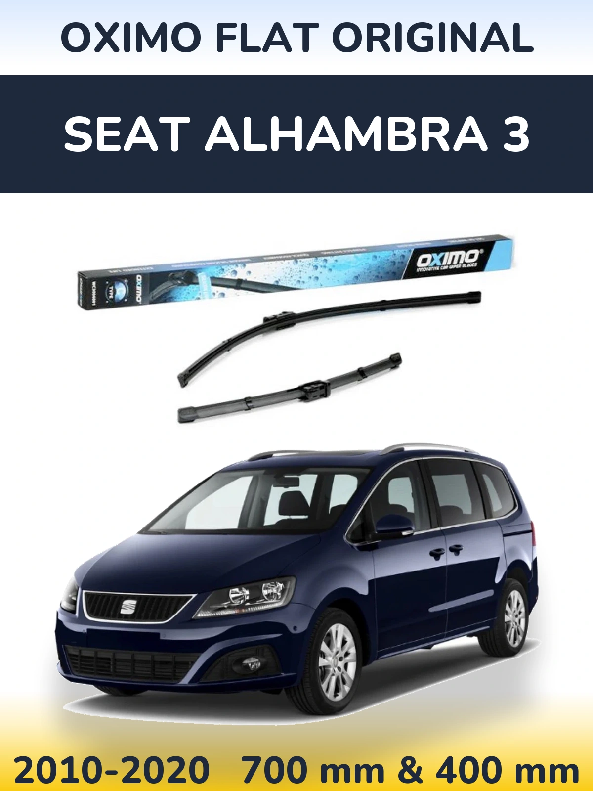 Front wiper blade set Oximo Flat Original 700 & 400 mm for SEAT Alhambra 3 2010-2020