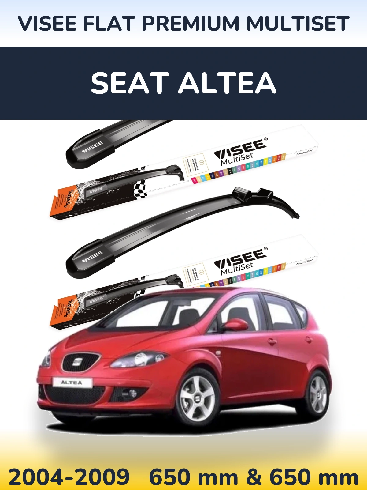 Комплект передних дворников VISEE FLAT PREMIUM MultiSet 650 & 650 мм для SEAT Altea 2004-2009