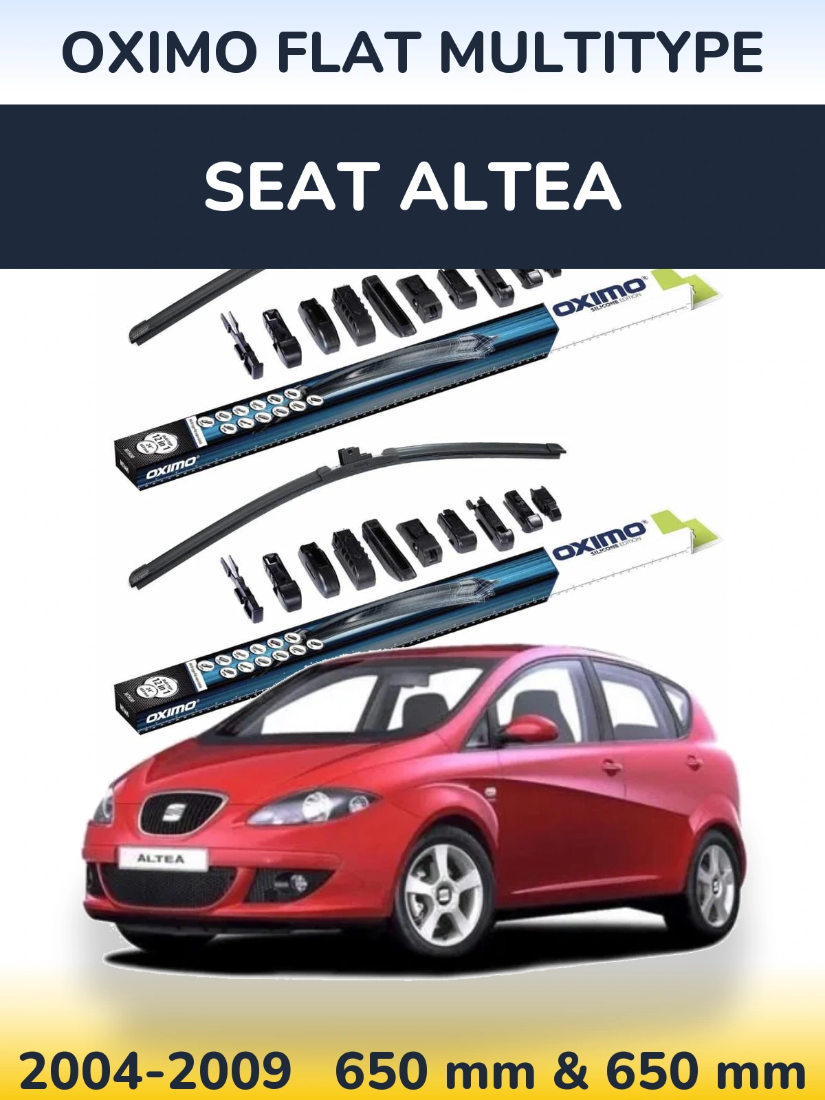 Комплект передних дворников Oximo Flat MultiТипe 650 & 650 мм для SEAT Altea 2004-2009