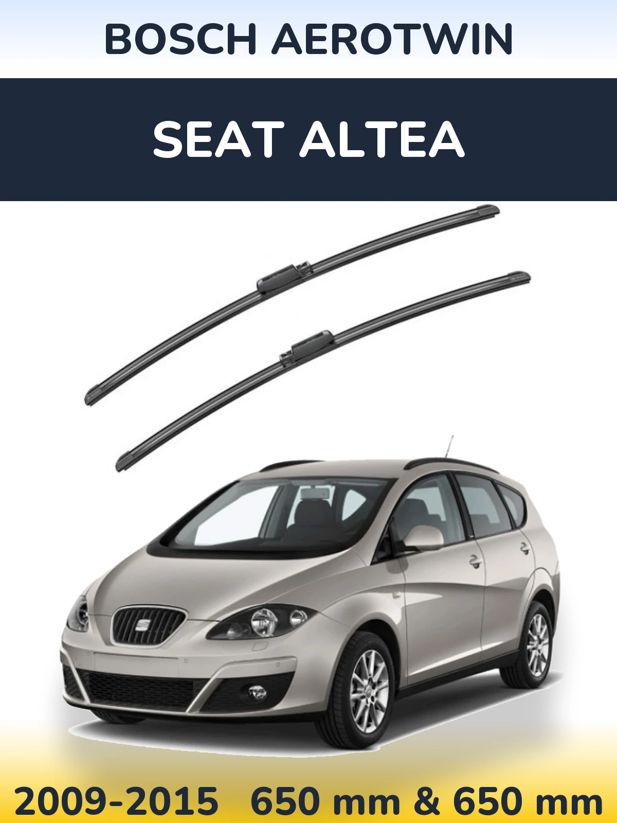 Комплект передних дворников BOSCH AeroTwin 650 & 650 мм для SEAT Altea 2009-2015