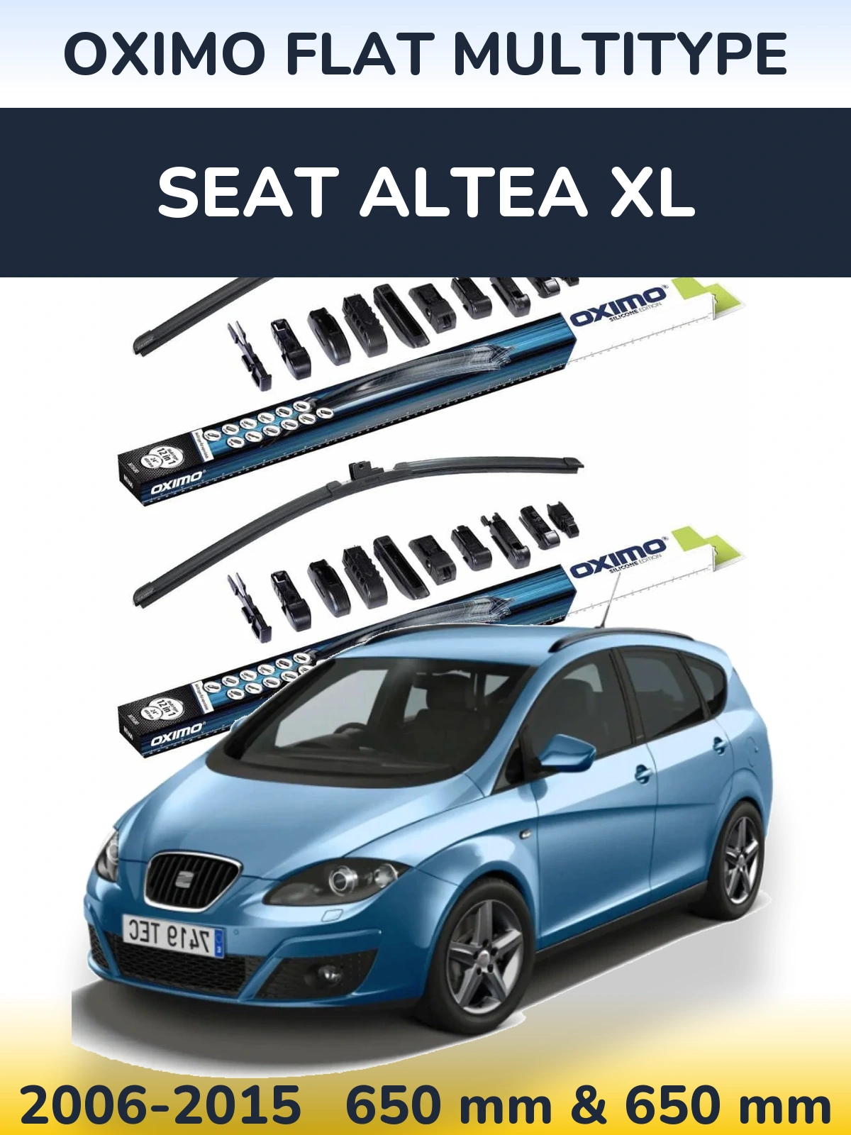 Комплект передних дворников Oximo Flat MultiТипe 650 & 650 мм для SEAT Altea XL 2006-2015