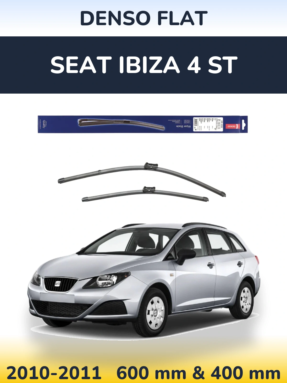 Komplet przednich wycieraczek Denso Flat 600 & 400 mm do SEAT Ibiza 4 ST 2010-2011