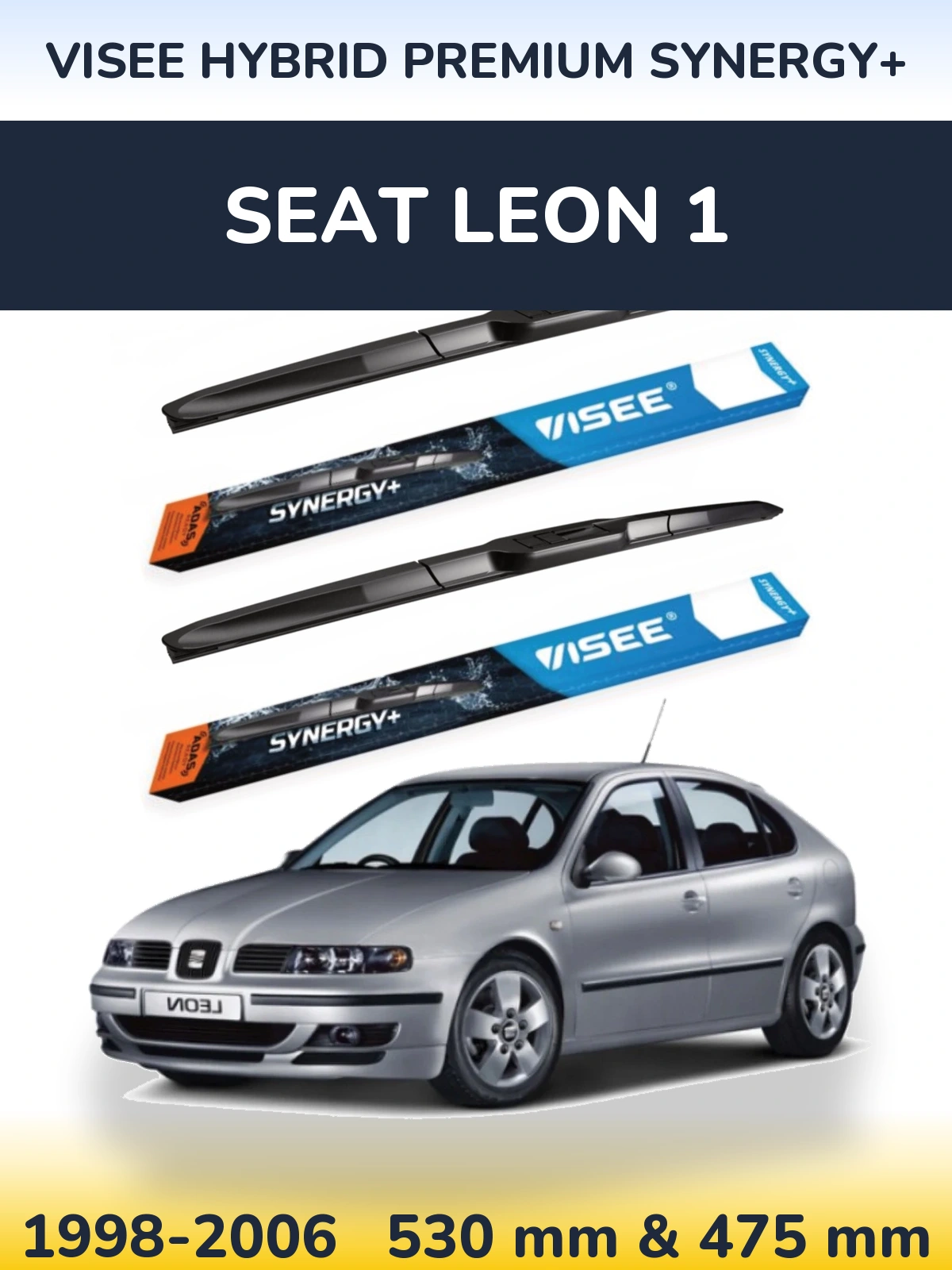 Комплект передних дворников VISEE HYBRID PREMIUM SYNERGY+ 530 & 475 мм для SEAT Leon 1 1998-2006