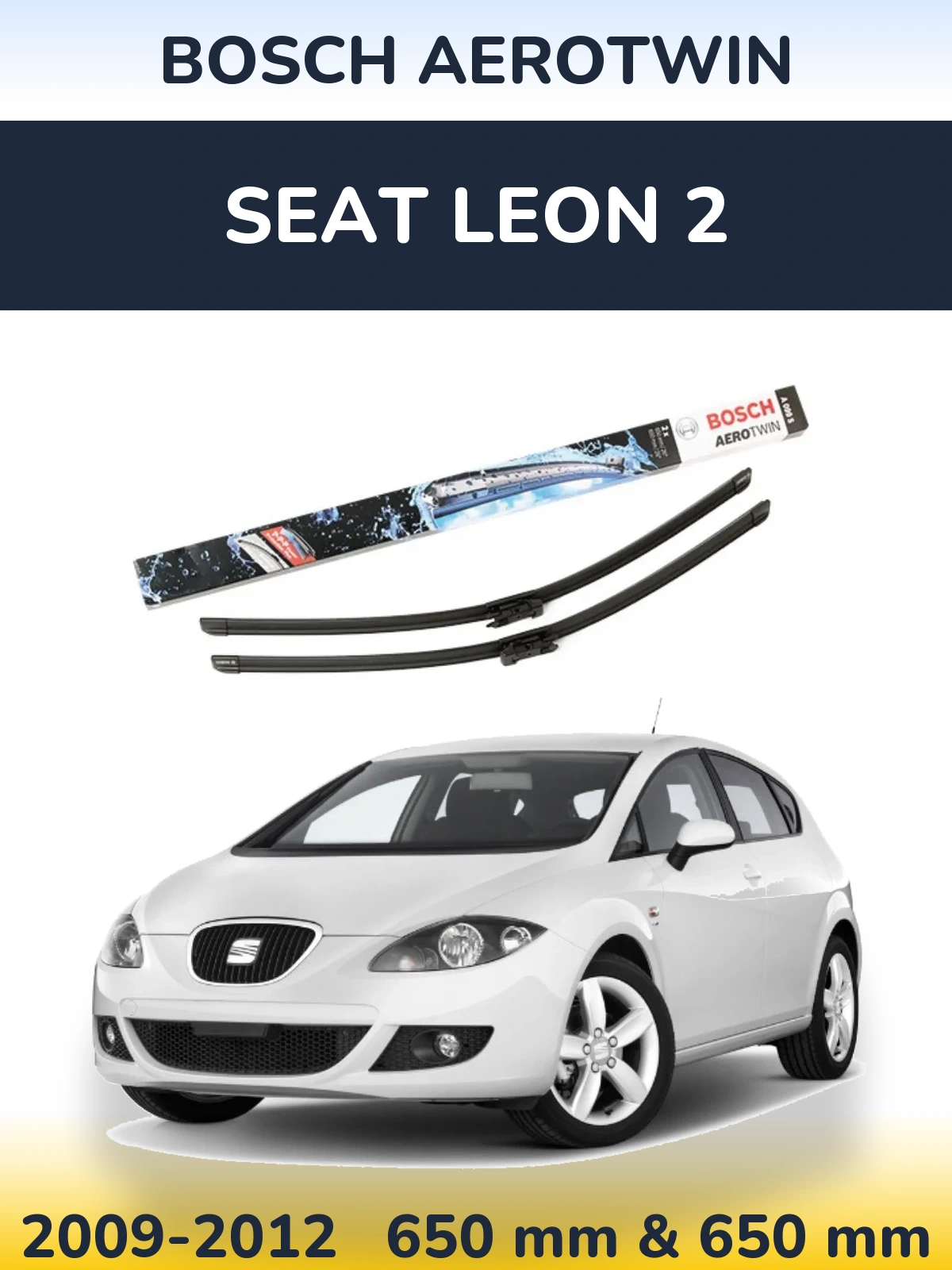 Комплект передних дворников BOSCH AeroTwin 650 & 600 мм для SEAT Leon 2 2009-2012