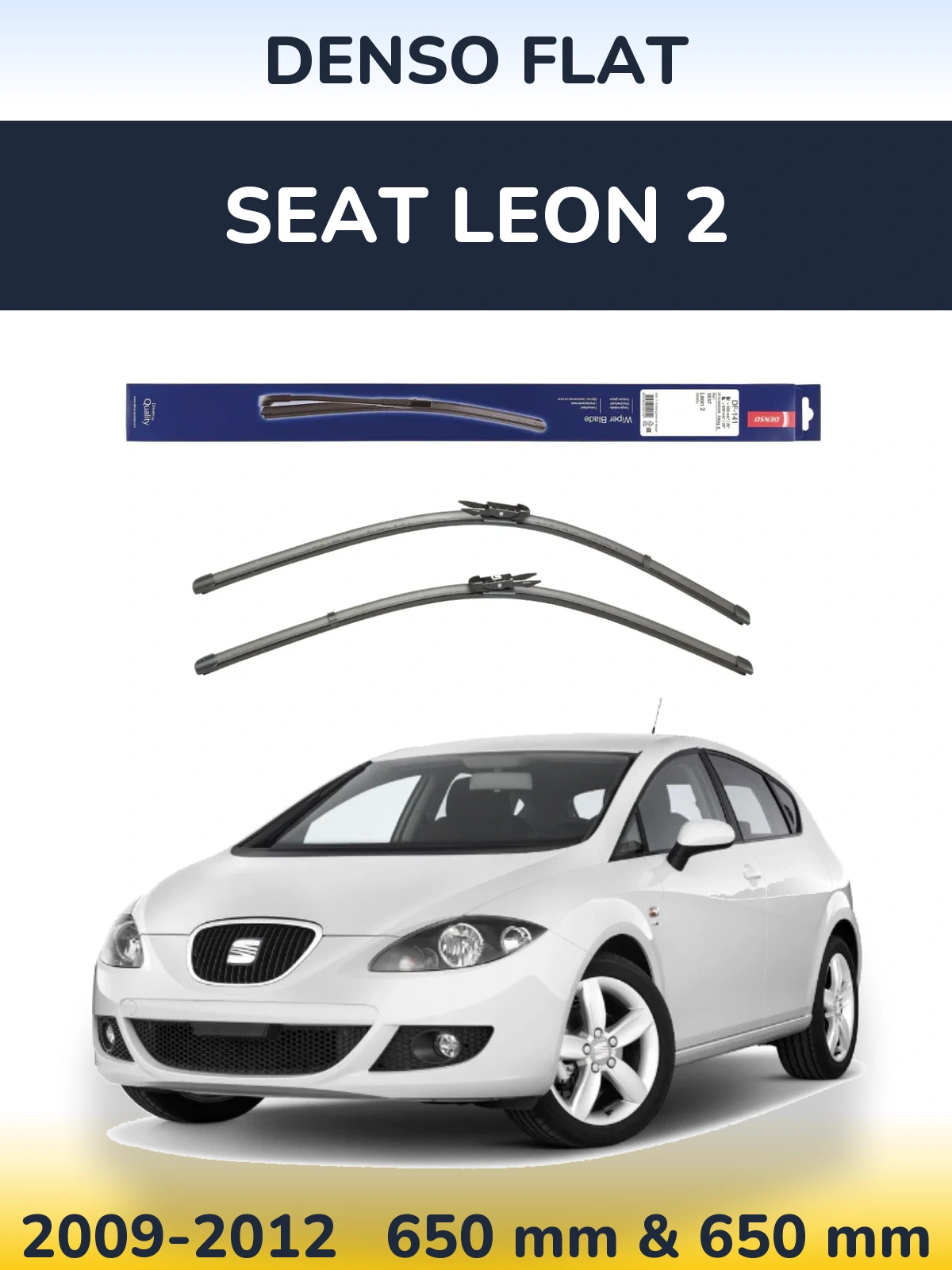 Komplet przednich wycieraczek Denso Flat 650 & 650 mm do SEAT Leon 2 2009-2012