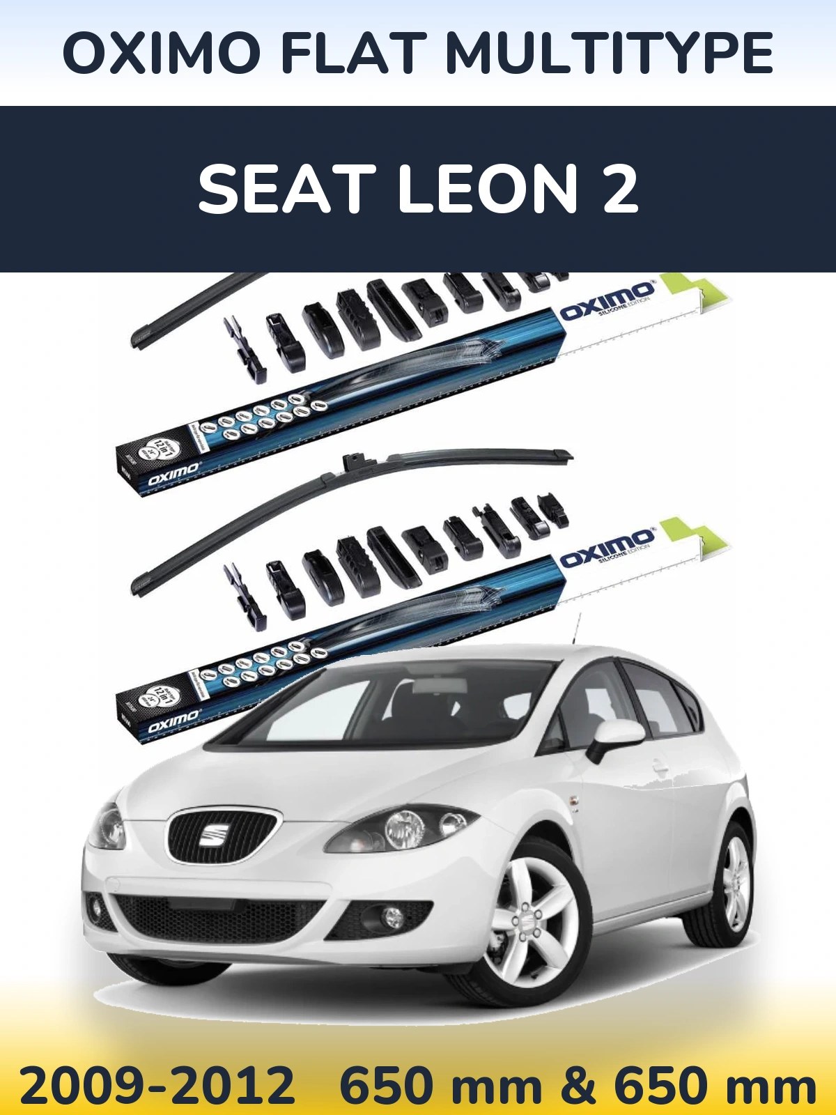 Komplet przednich wycieraczek Oximo Flat MultiType 650 & 650 mm do SEAT Leon 2 2009-2012