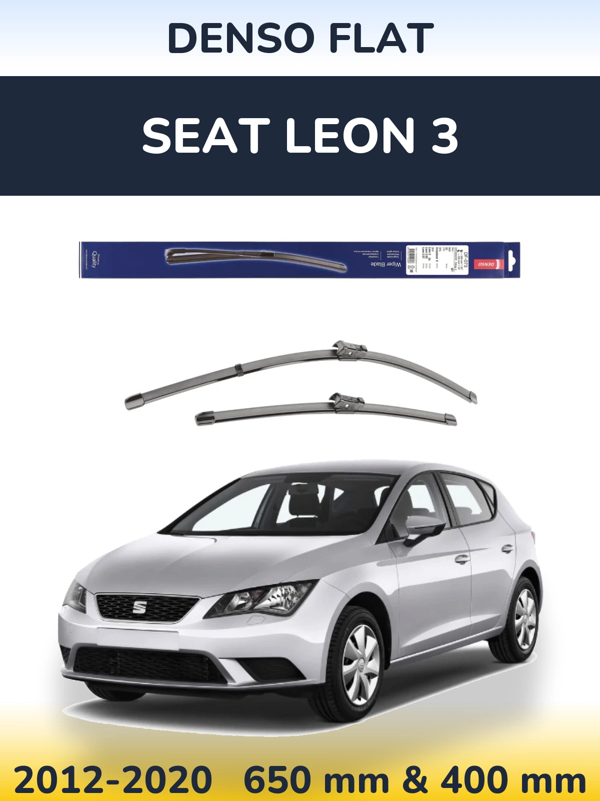 Komplet przednich wycieraczek Denso Flat 650 & 400 mm do SEAT Leon 3 2012-2020