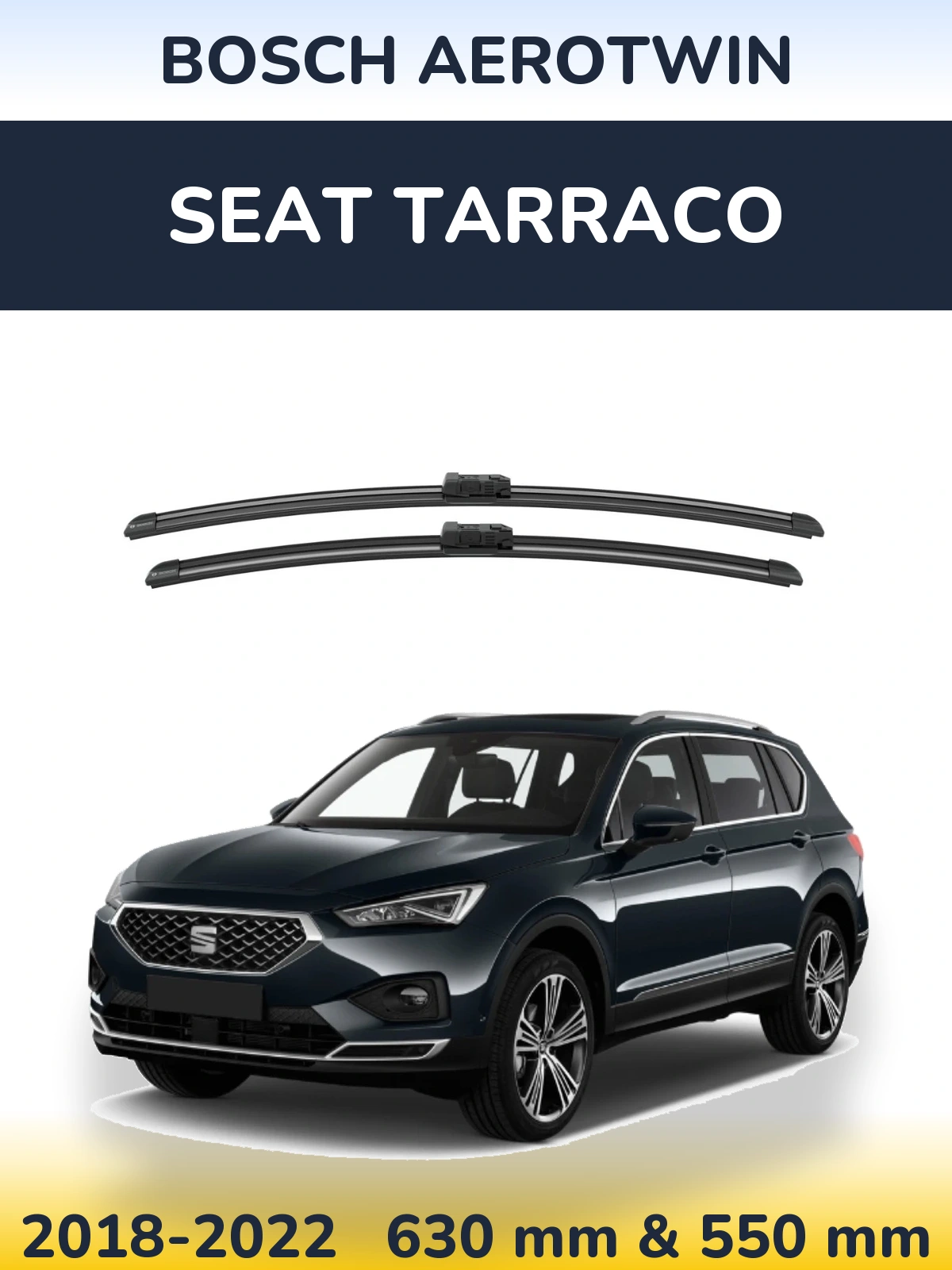 Комплект передніх щіток BOSCH AeroTwin 625 & 550 мм для SEAT Tarraco 2018-2022