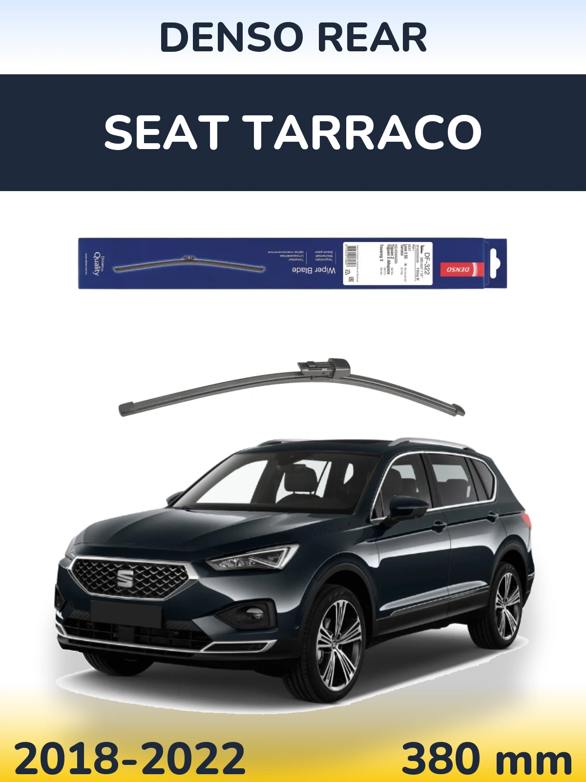 Rear wiper blade Denso Rear 380 mm for SEAT Tarraco 2018-2022