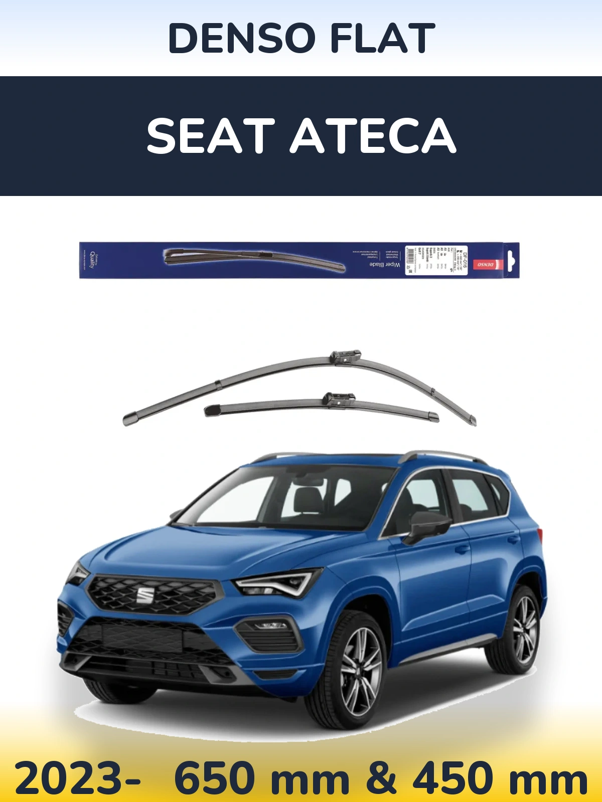 Front wiper blade set Denso Flat 650 & 450 mm for SEAT Ateca 2023-2026