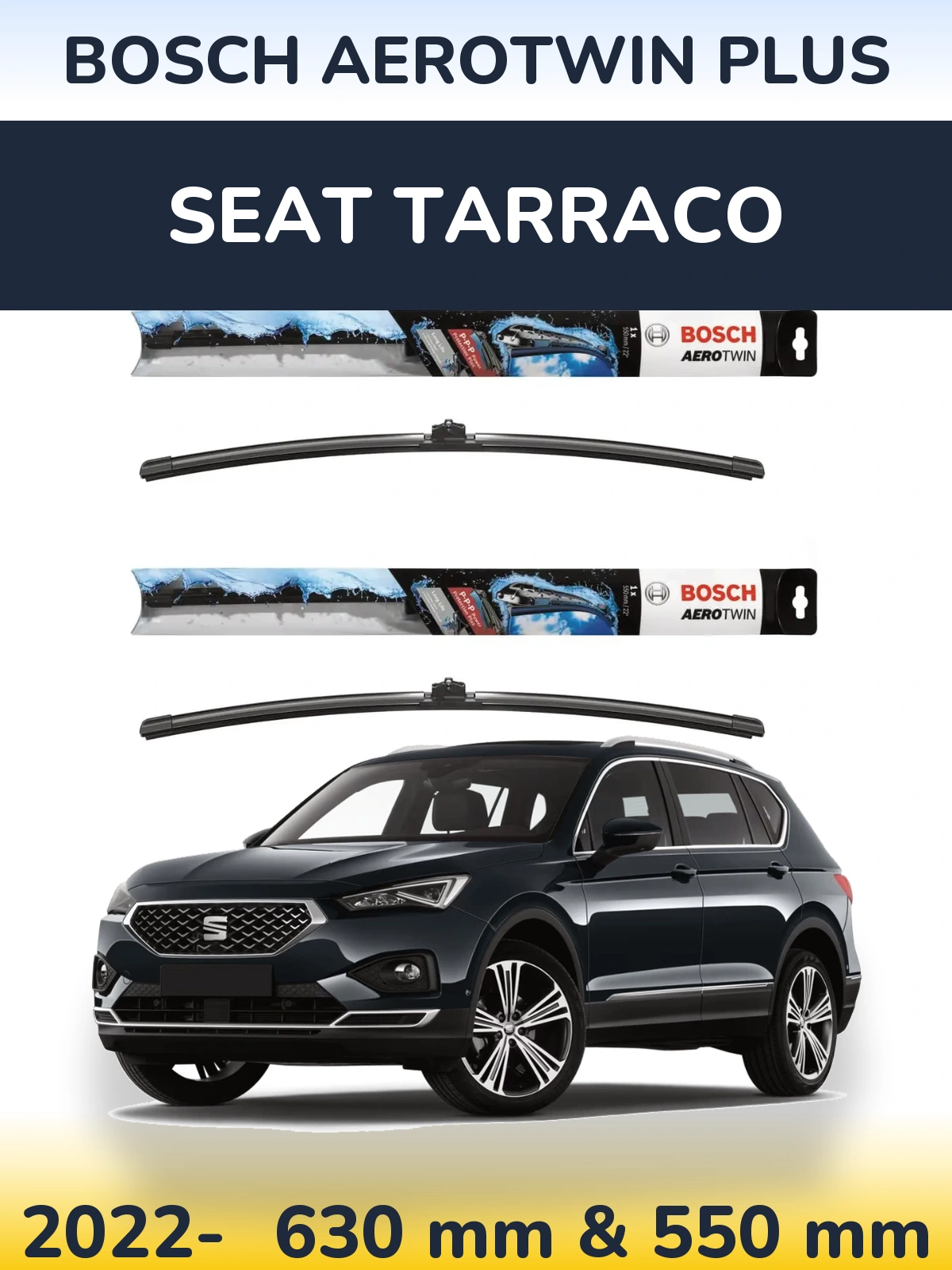 Komplet przednich wycieraczek BOSCH AeroTwin Plus 600 & 550 mm do SEAT Tarraco 2022-2026