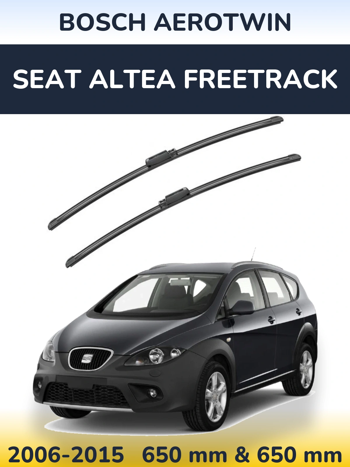 Комплект передніх щіток BOSCH AeroTwin 650 & 650 мм для SEAT Altea Freetrack 2006-2015