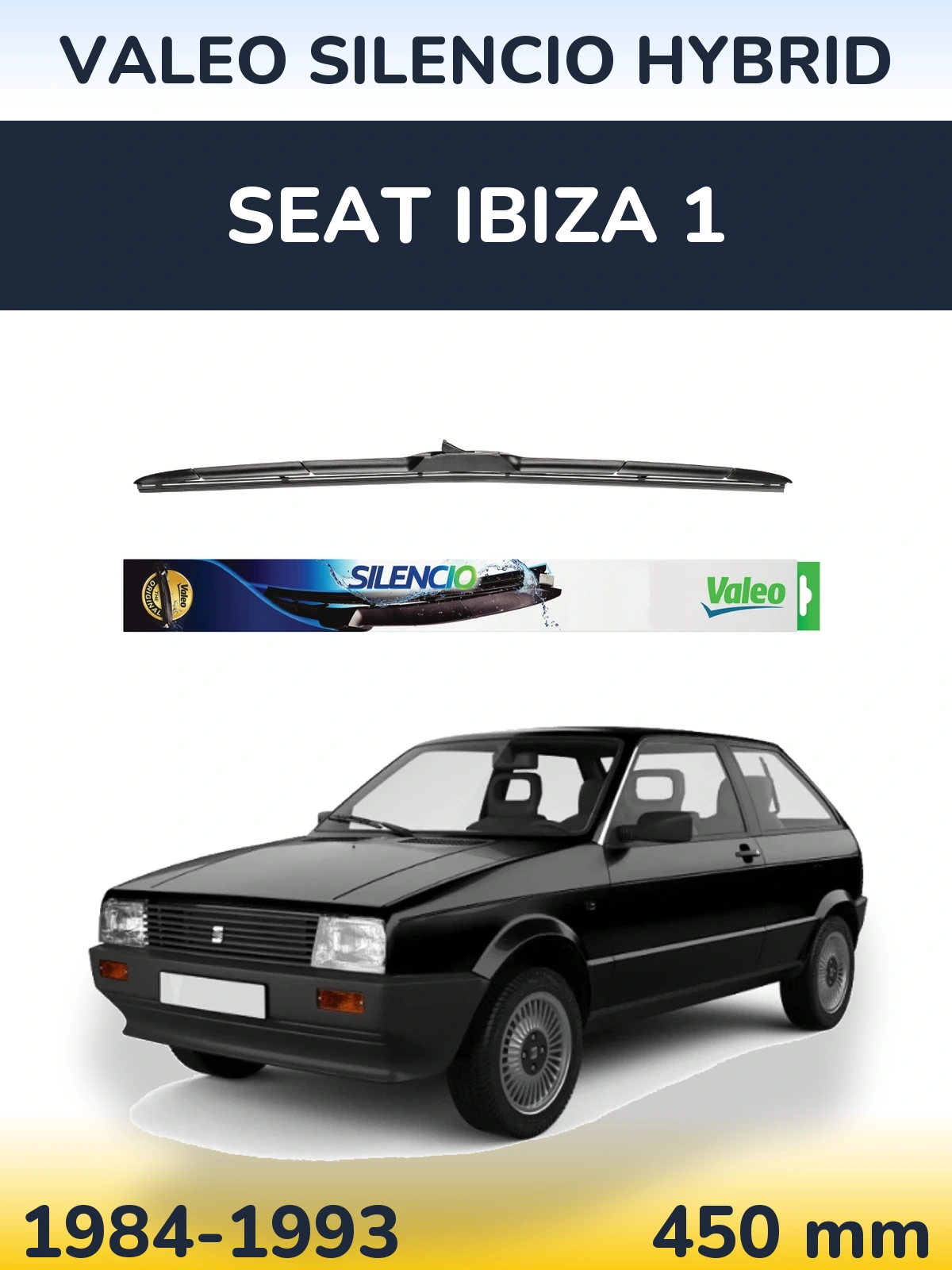 Передний дворник Valeo Silencio Hybrid 450 мм для SEAT Ibiza 1 1984-1993