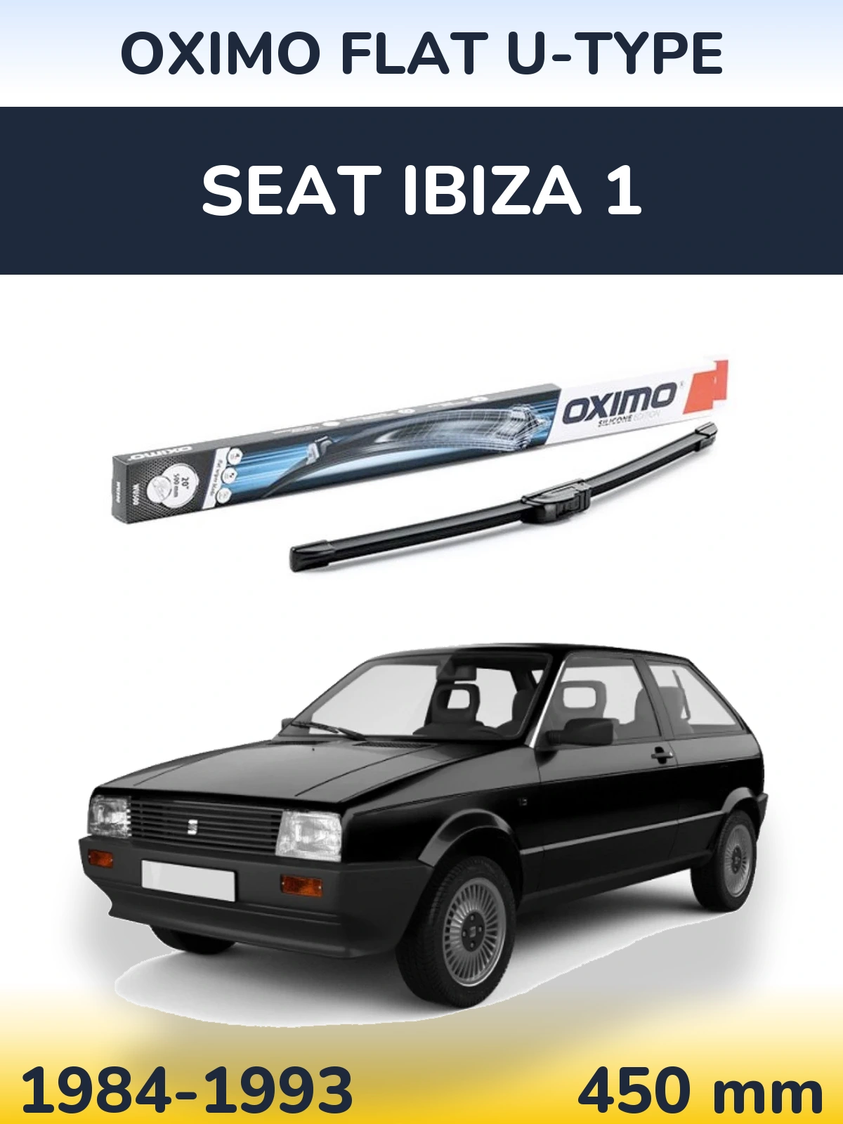 Передний дворник Oximo Flat U-type 450 мм для SEAT Ibiza 1 1984-1993