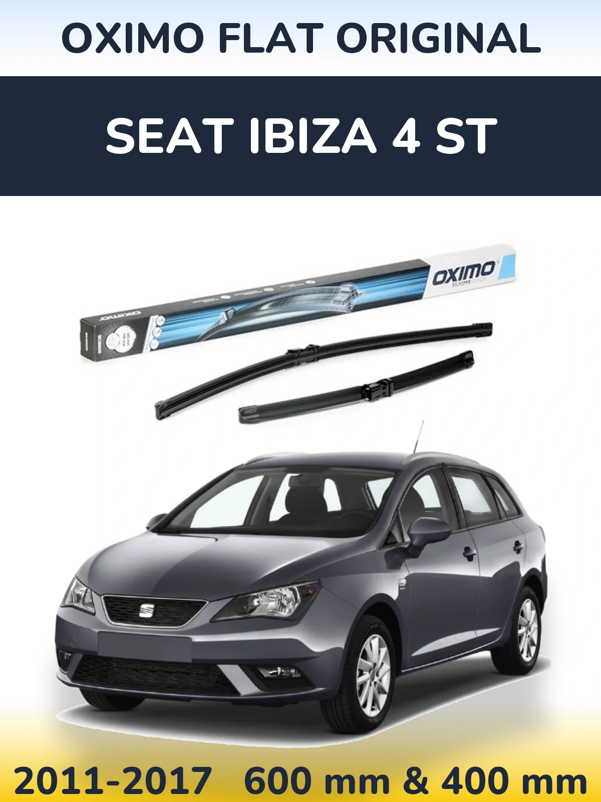 Комплект передніх щіток Oximo Flat Original 600 & 400 мм для SEAT Ibiza 4 ST 2011-2017