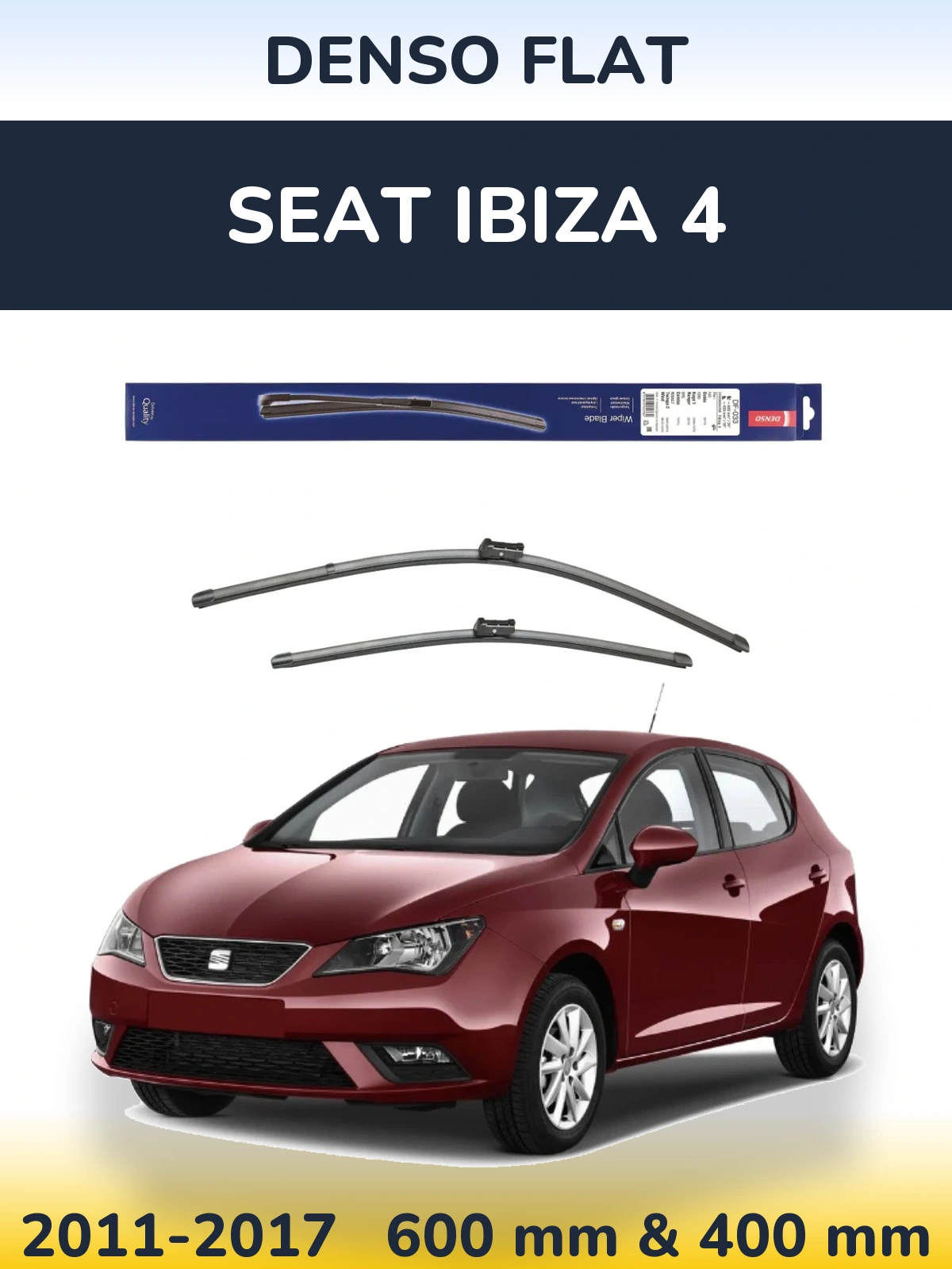 Komplet przednich wycieraczek Denso Flat 600 & 400 mm do SEAT Ibiza 4 2011-2017