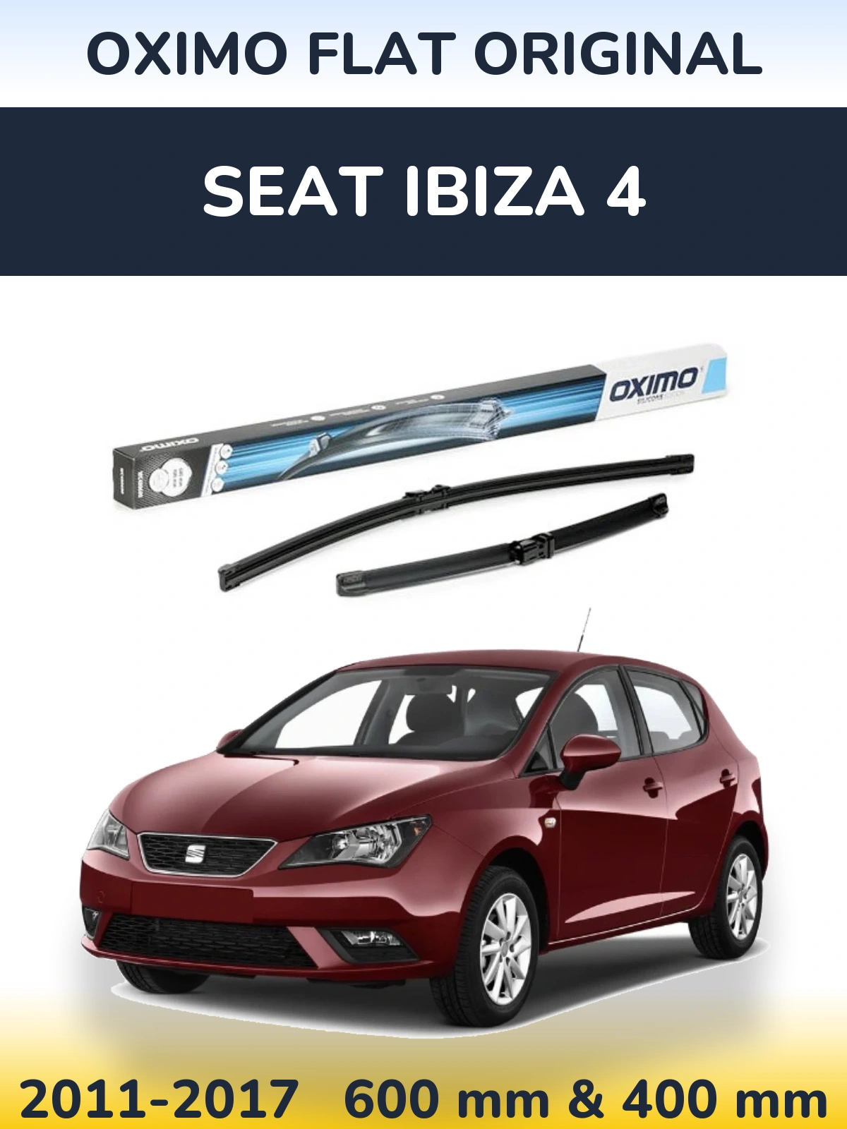 Front wiper blade set Oximo Flat Original 600 & 400 mm for SEAT Ibiza 4 2011-2017