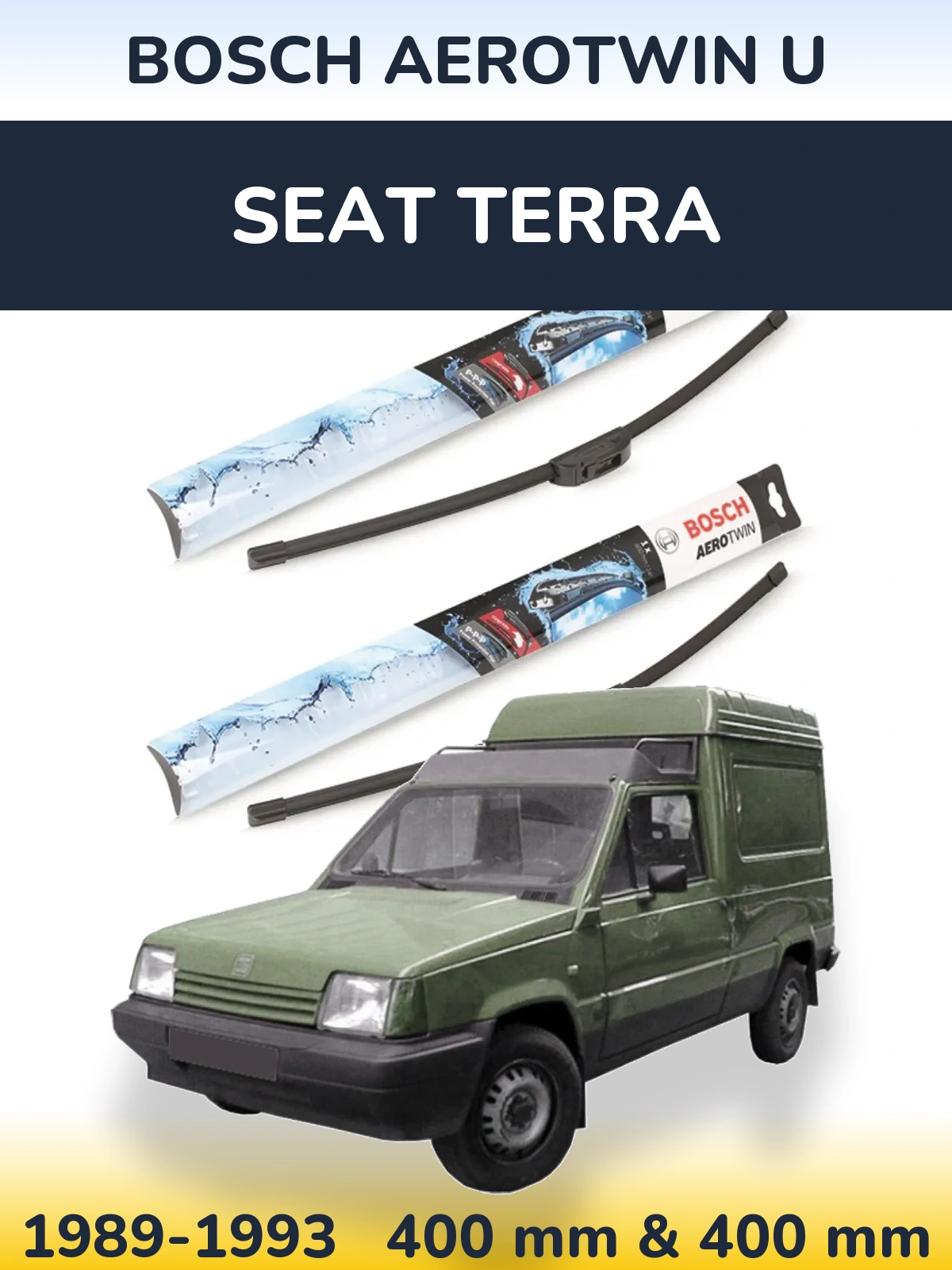 Комплект передних дворников BOSCH AeroTwin U 400 & 400 мм для SEAT Terra 1989-1993