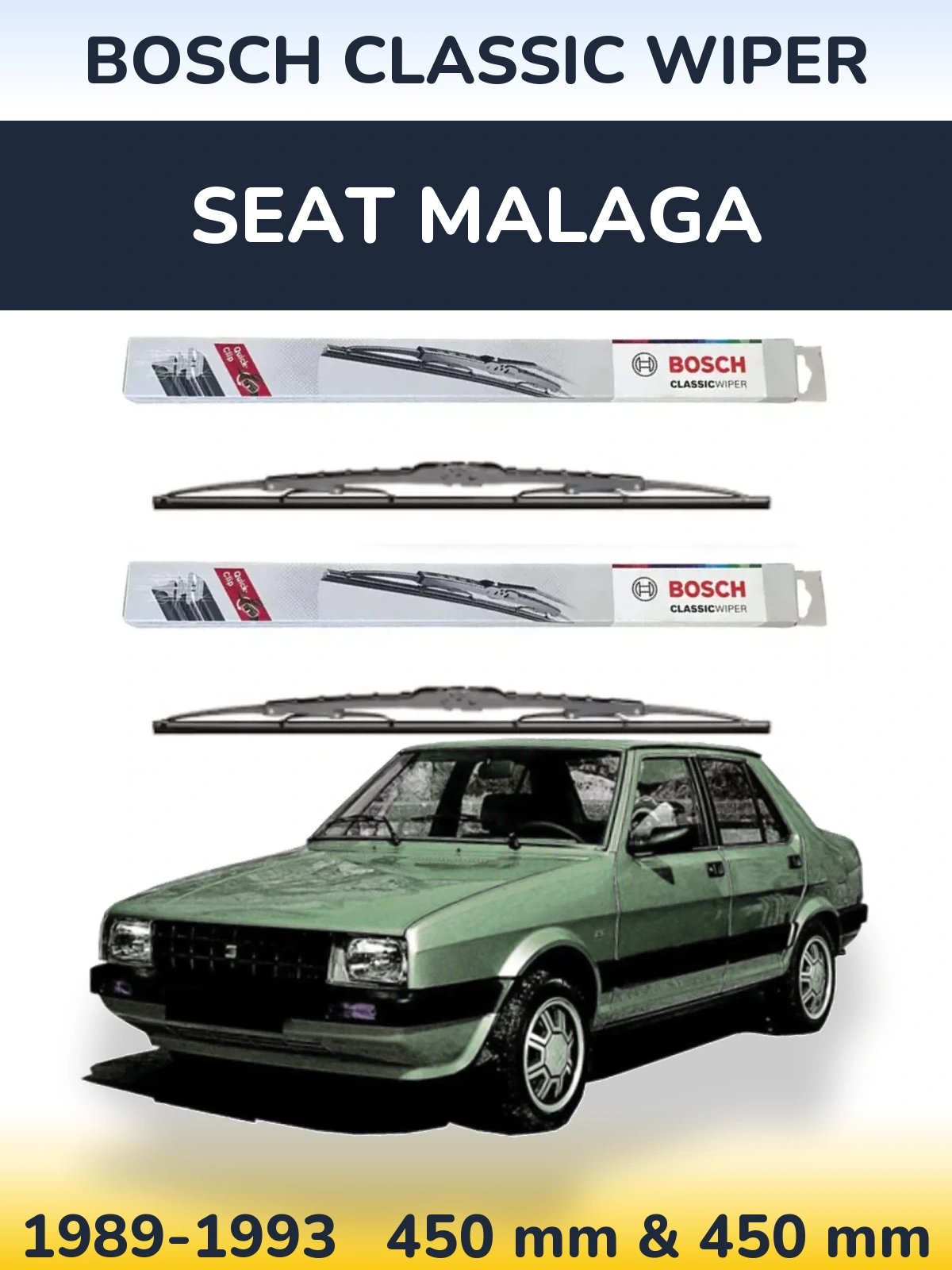 Komplet przednich wycieraczek BOSCH Classic Wiper 450 & 450 mm do SEAT Malaga 1989-1993