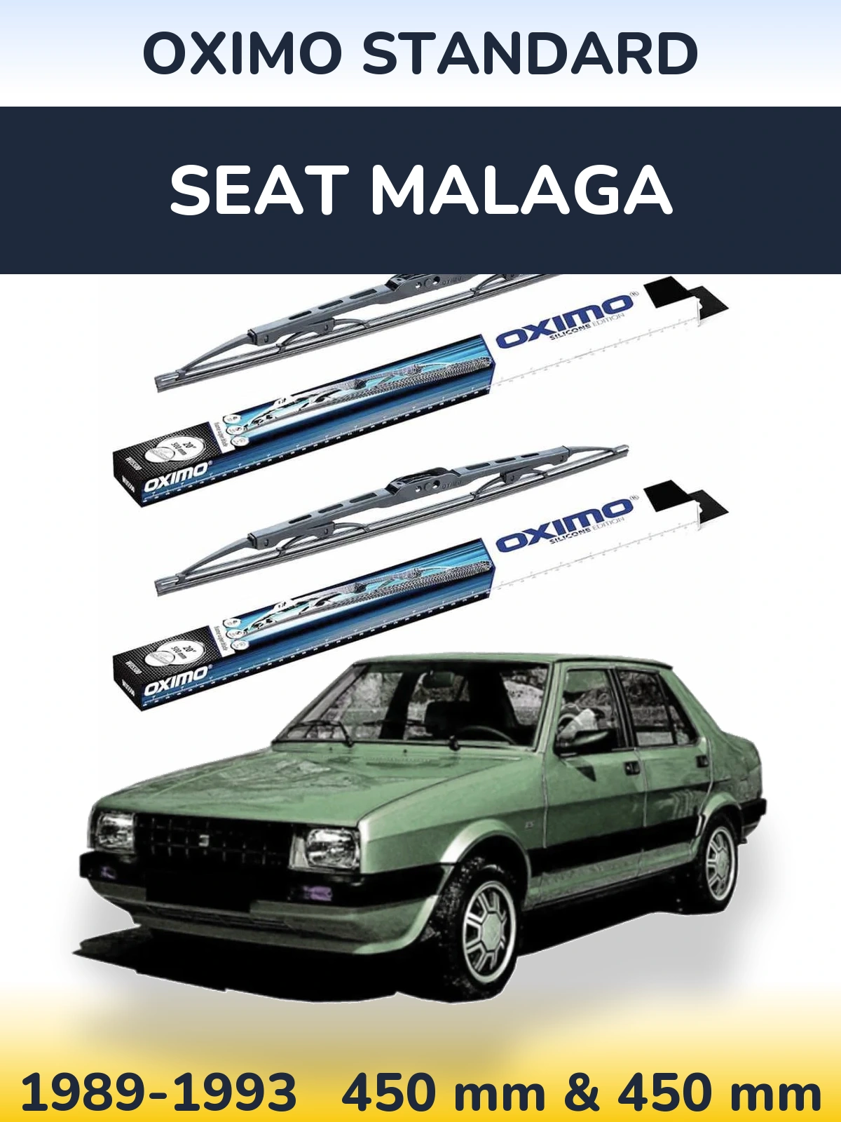 Front wiper blade set Oximo Standard 450 & 450 mm for SEAT Malaga 1989-1993