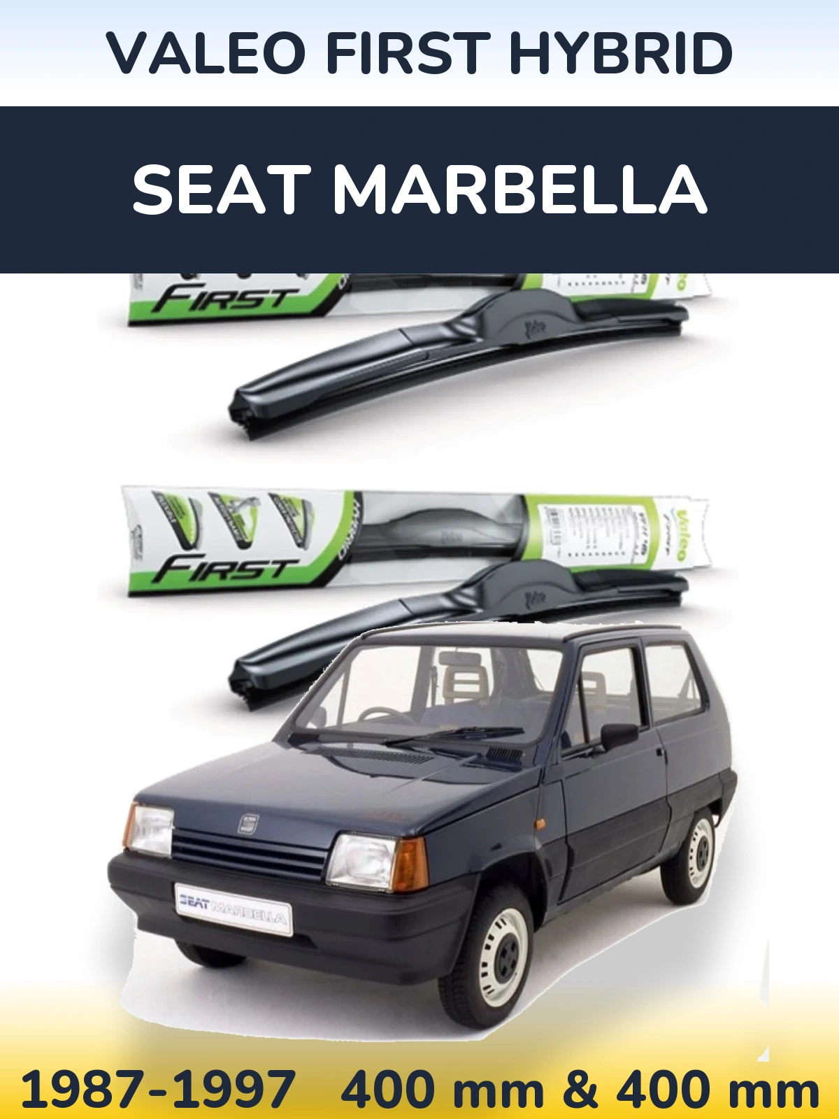 Komplet przednich wycieraczek Valeo First Hybrid 400 & 400 mm do SEAT Marbella 1987-1997