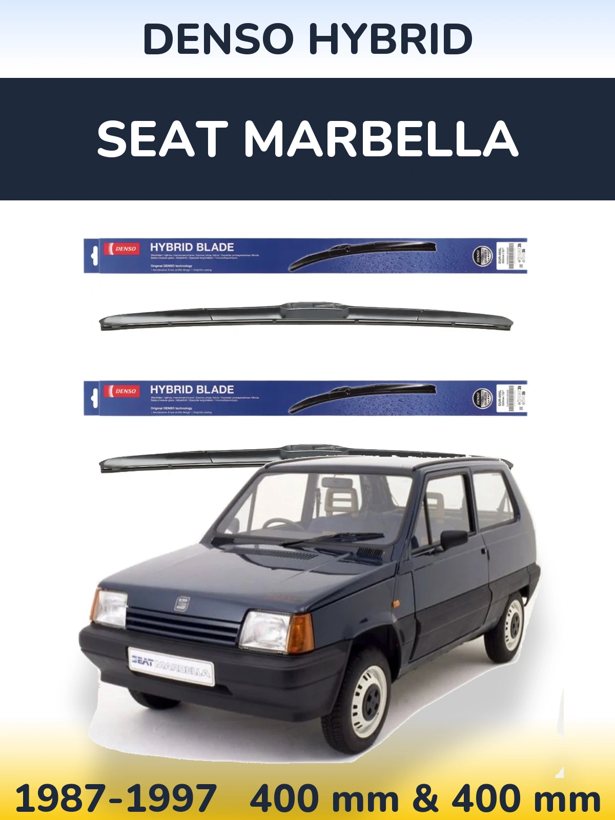 Комплект передних дворников Denso Hybrid 400 & 400 мм для SEAT Marbella 1987-1997