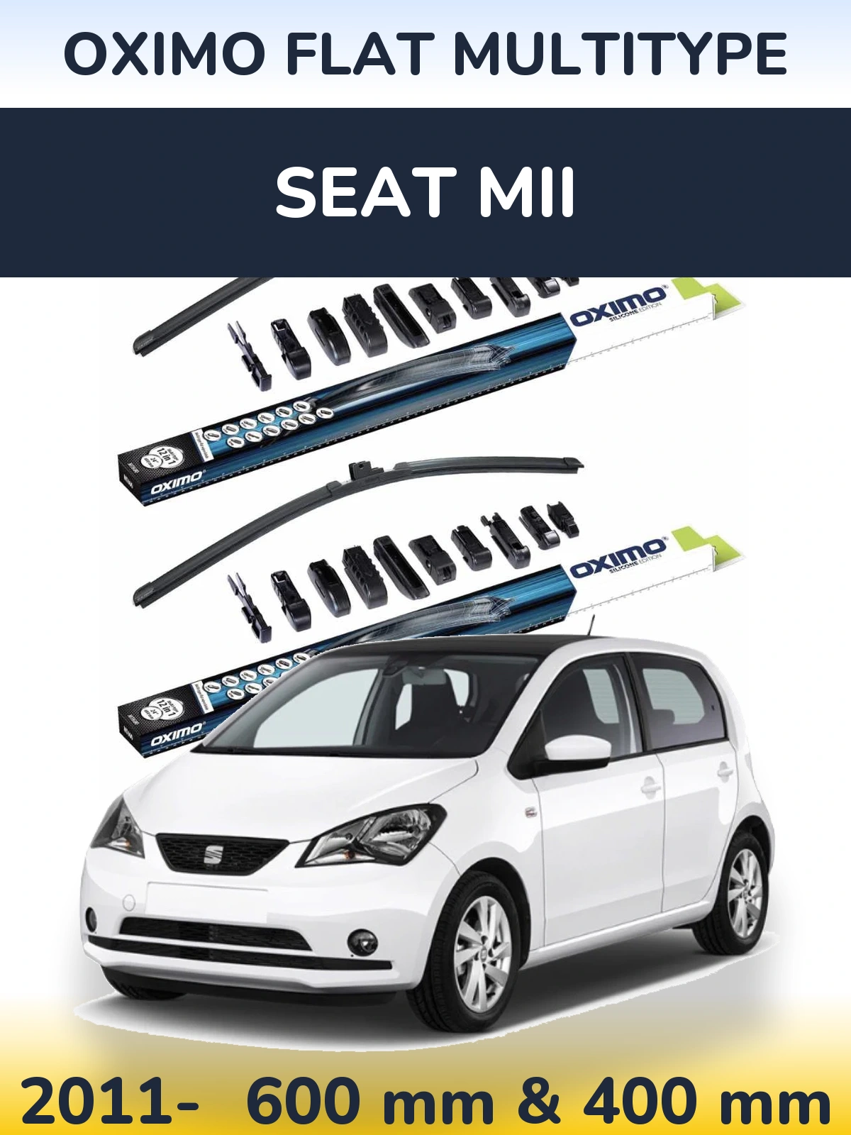 Комплект передних дворников Oximo Flat MultiТипe 600 & 400 мм для SEAT Mii 2011-2026