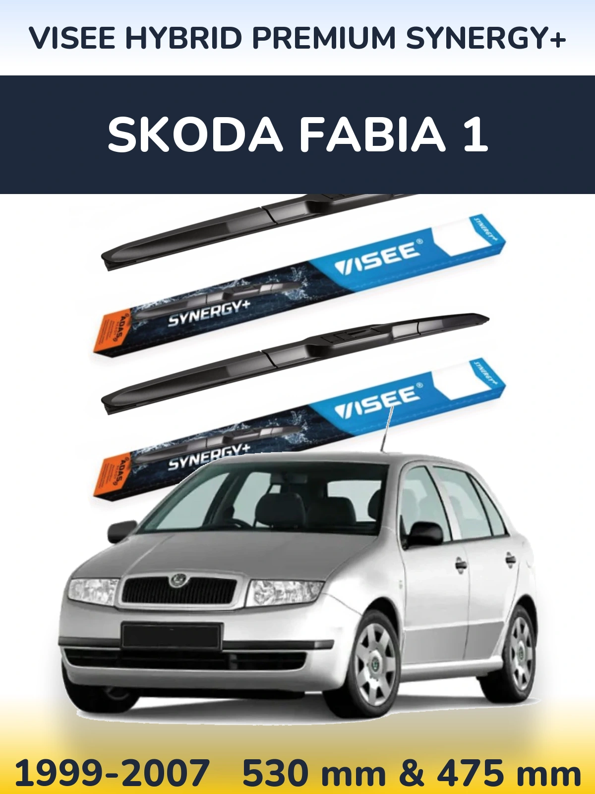 Komplet przednich wycieraczek VISEE HYBRID PREMIUM SYNERGY+ 530 & 475 mm do Skoda Fabia 1 1999-2007