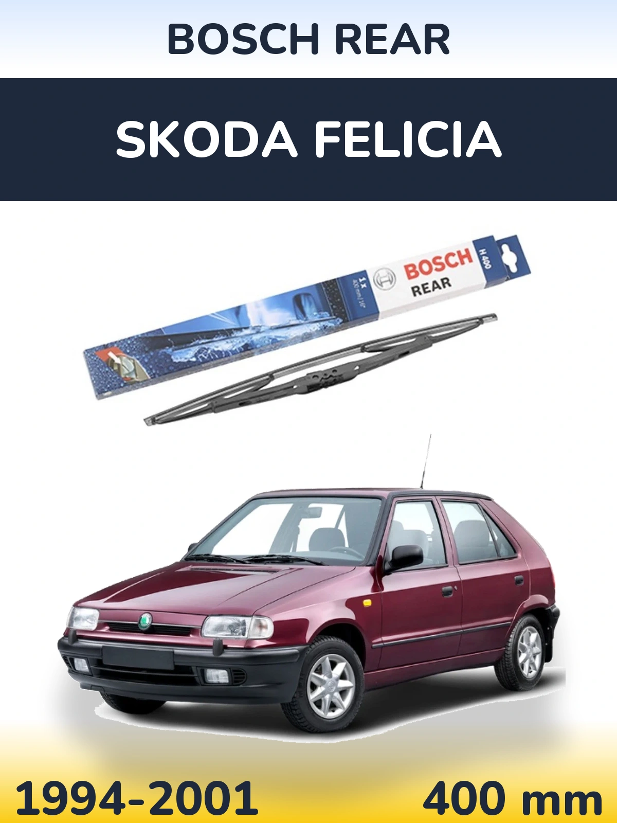 Rear wiper blade BOSCH Rear 400 mm for Skoda Felicia 1994-2001
