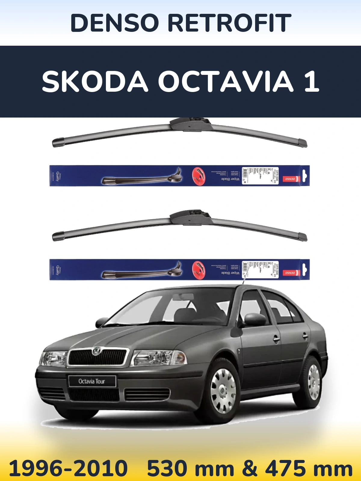 Komplet przednich wycieraczek Denso Retrofit 530 & 475 mm do Skoda Octavia 1 1996-2010