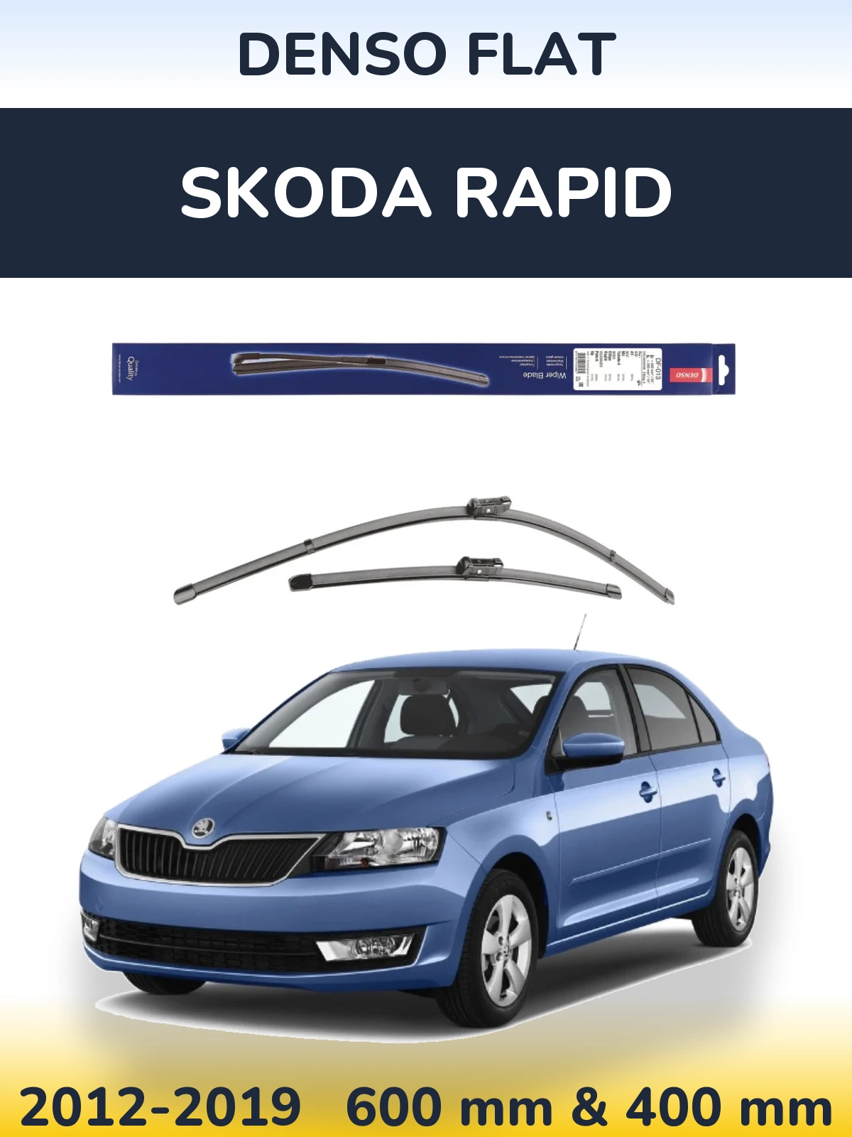Комплект передних дворников Denso Flat 600 & 380 мм для Skoda Rapid 2012-2019