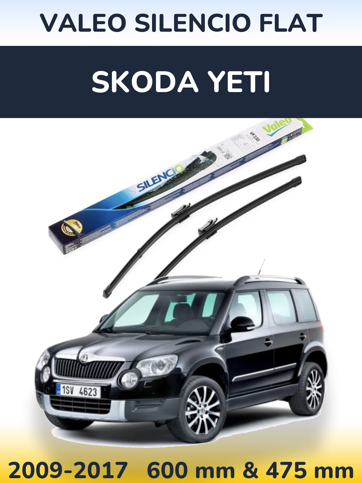 Komplet przednich wycieraczek Valeo Silencio Flat 600 & 475 mm do Skoda Yeti 2009-2017