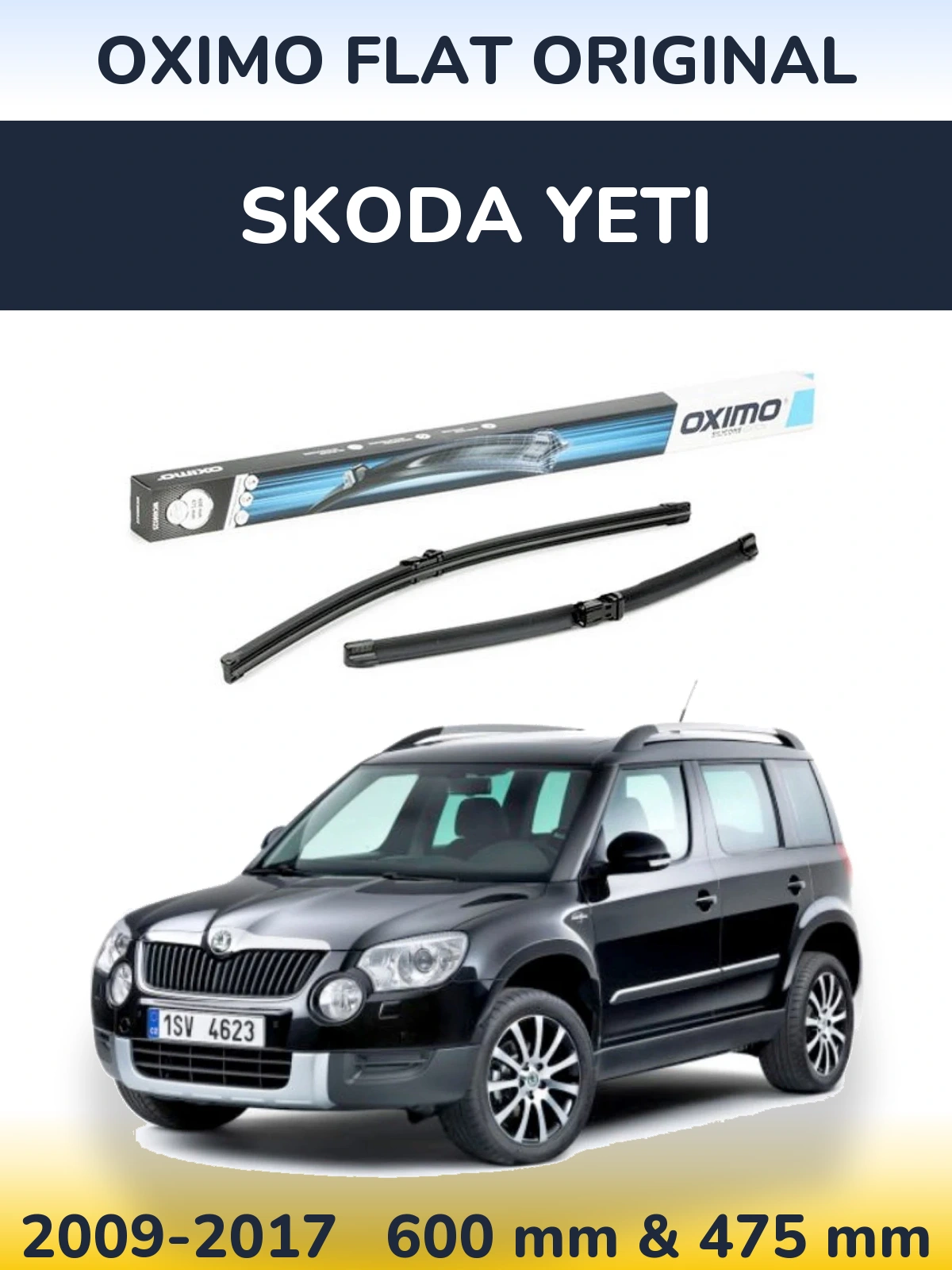 Комплект передних дворников Oximo Flat Original 600 & 475 мм для Skoda Yeti 2009-2017