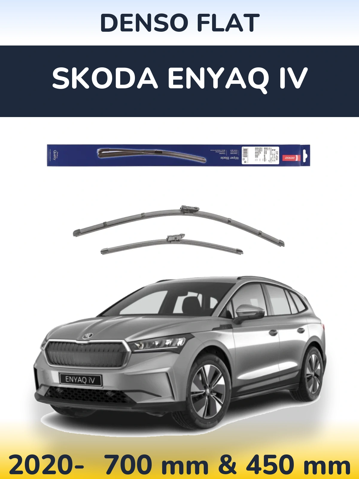 Komplet przednich wycieraczek Denso Flat 700 & 450 mm do Skoda Enyaq iV 2020-2026
