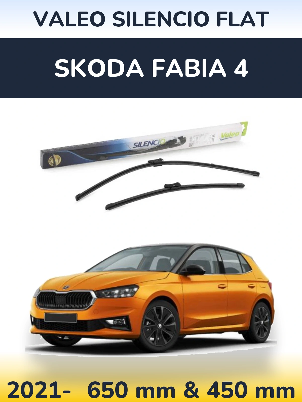 Komplet przednich wycieraczek Valeo Silencio Flat 650 & 450 mm do Skoda Fabia 4 2021-2026