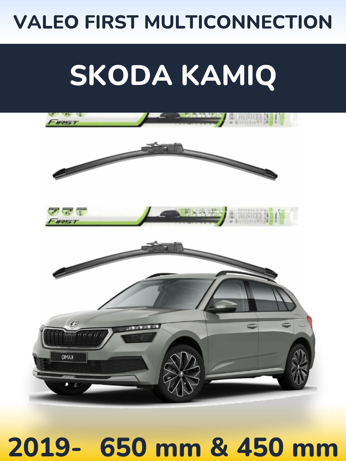 Комплект передніх щіток Valeo First MultiConnection 650 & 450 мм для Skoda Kamiq 2019-2026