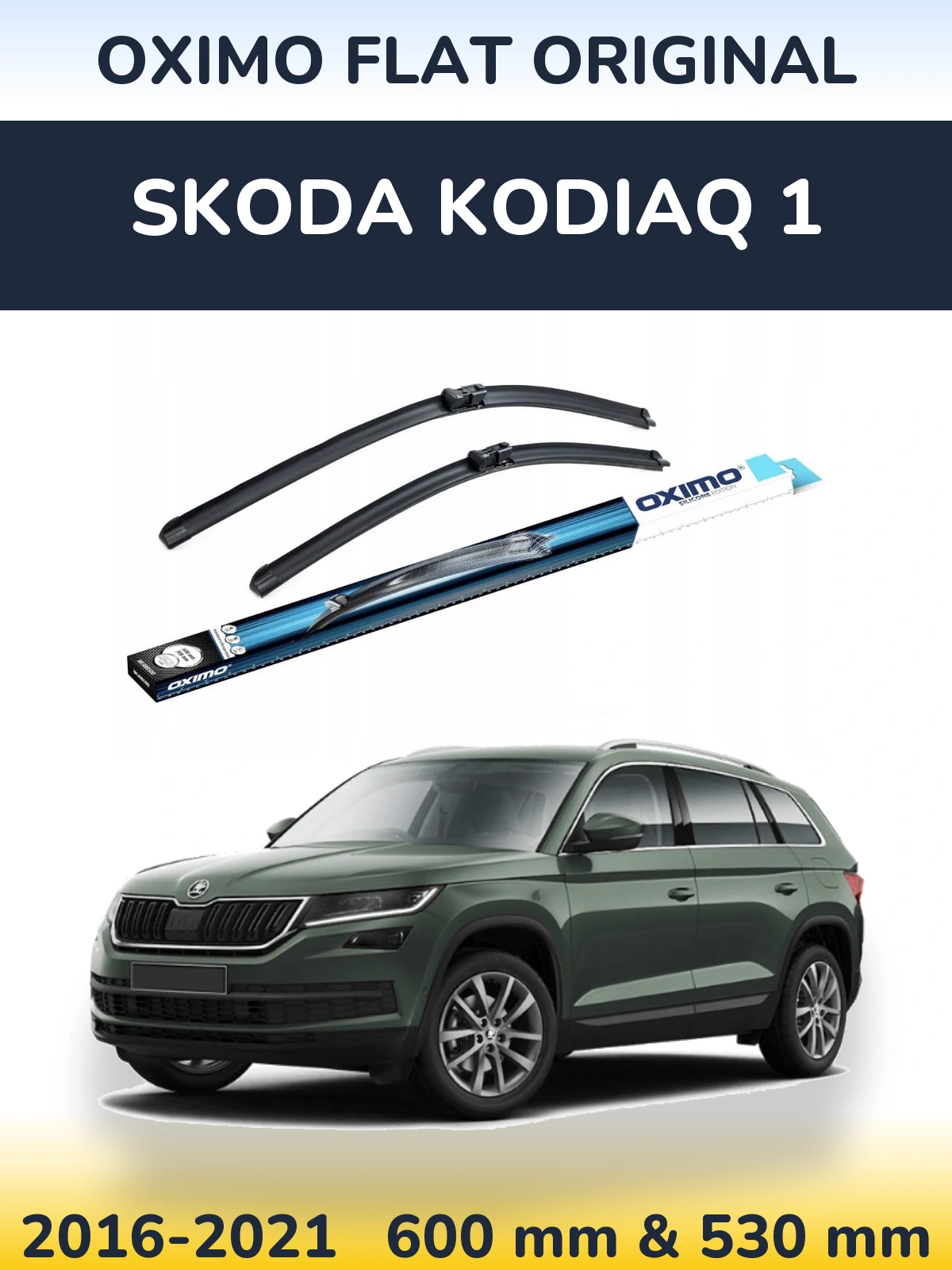 Комплект передних дворников Oximo Flat Original 600 & 530 мм для Skoda Kodiaq 1 2016-2021