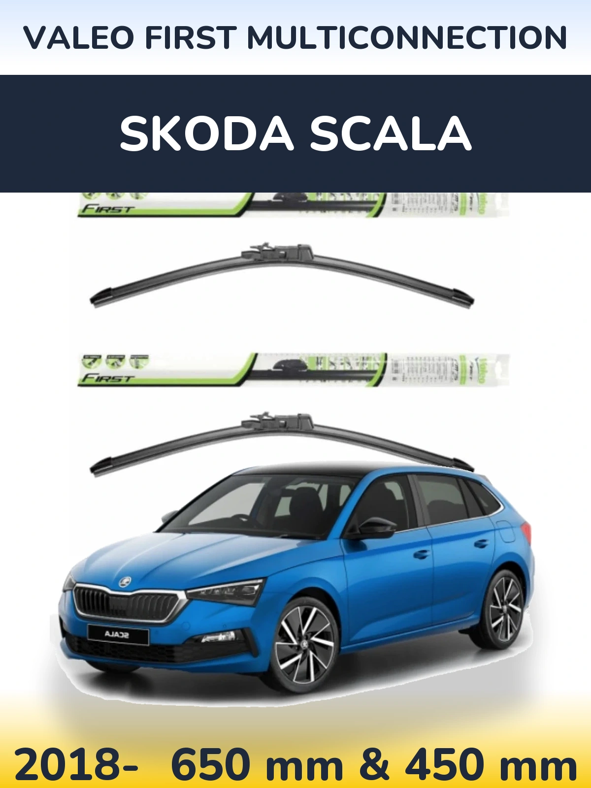 Komplet przednich wycieraczek Valeo First MultiConnection 650 & 450 mm do Skoda Scala 2018-2026