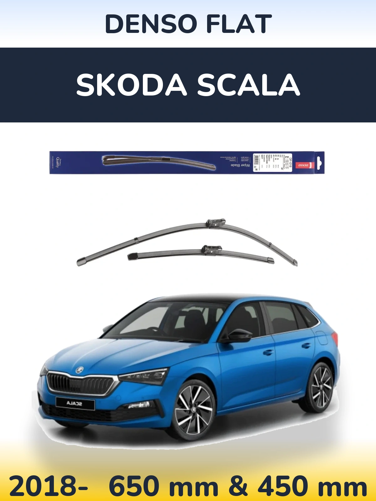 Komplet przednich wycieraczek Denso Flat 650 & 450 mm do Skoda Scala 2018-2026