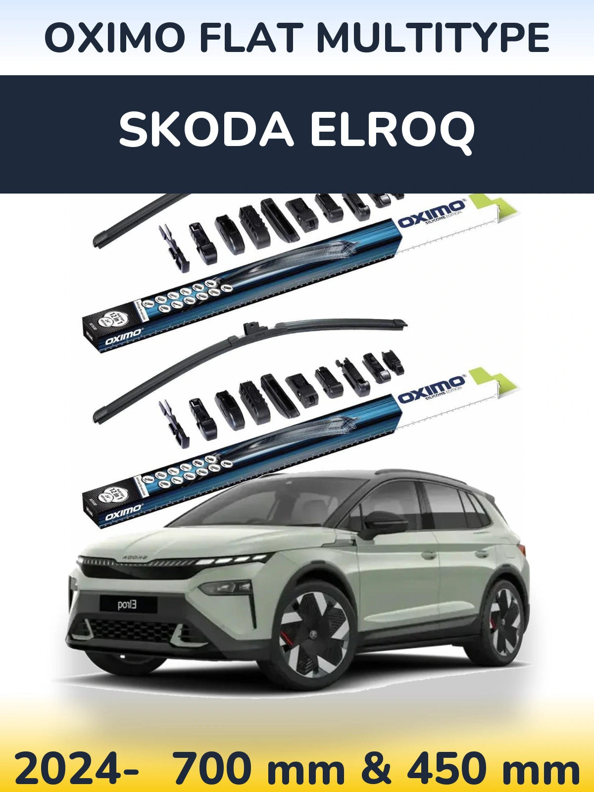 Комплект передних дворников Oximo Flat MultiТипe 700 & 450 мм для Skoda Elroq 2024-2026