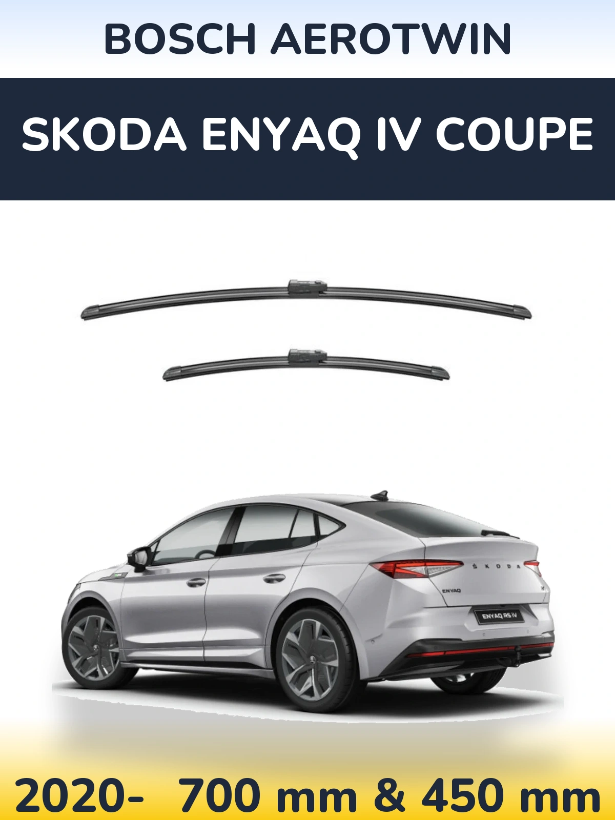 Front wiper blade set BOSCH AeroTwin 700 & 450 mm for Skoda Enyaq iV Coupe 2020-2026