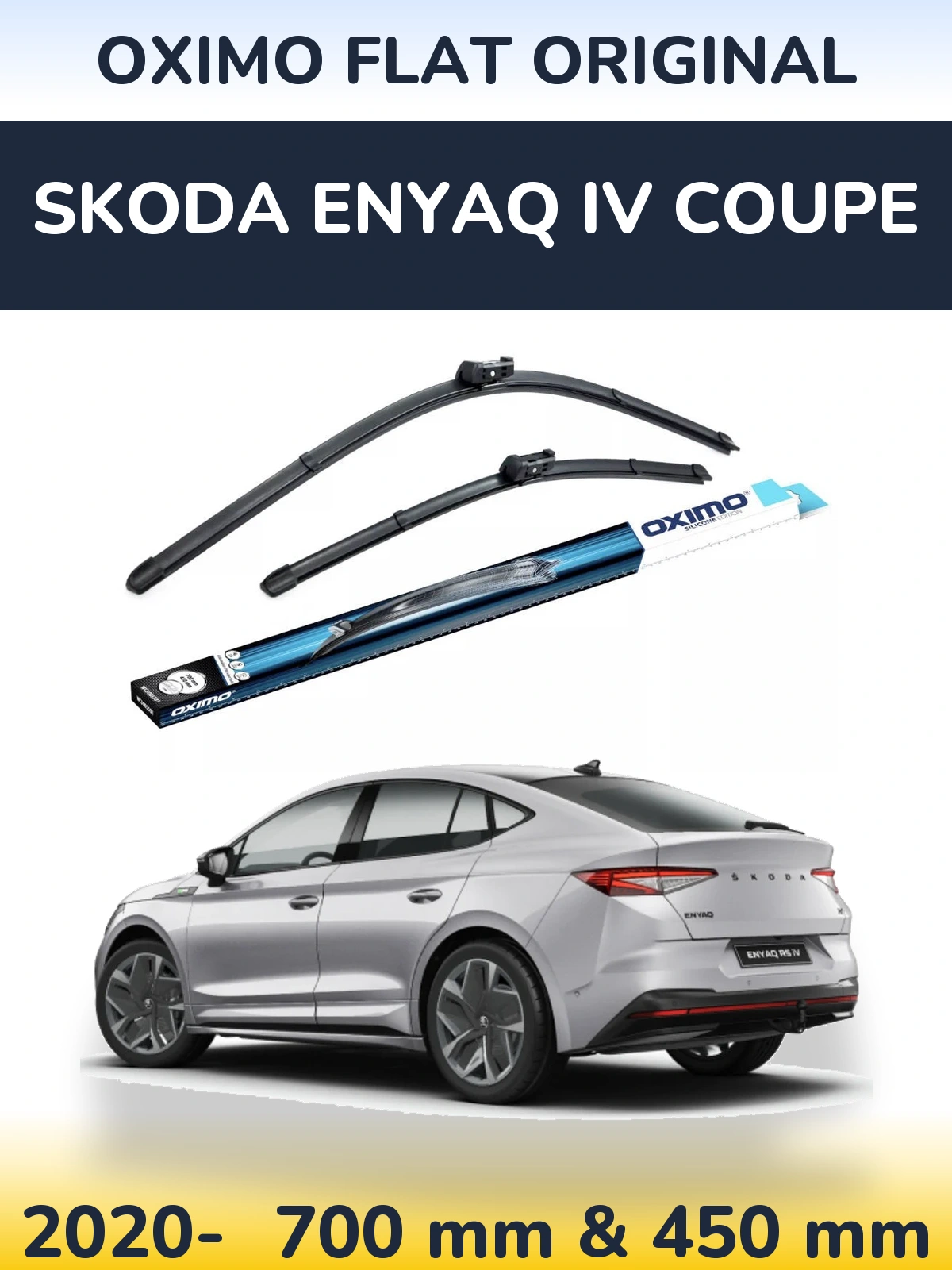 Комплект передніх щіток Oximo Flat Original 700 & 450 мм для Skoda Enyaq iV Coupe 2020-2026