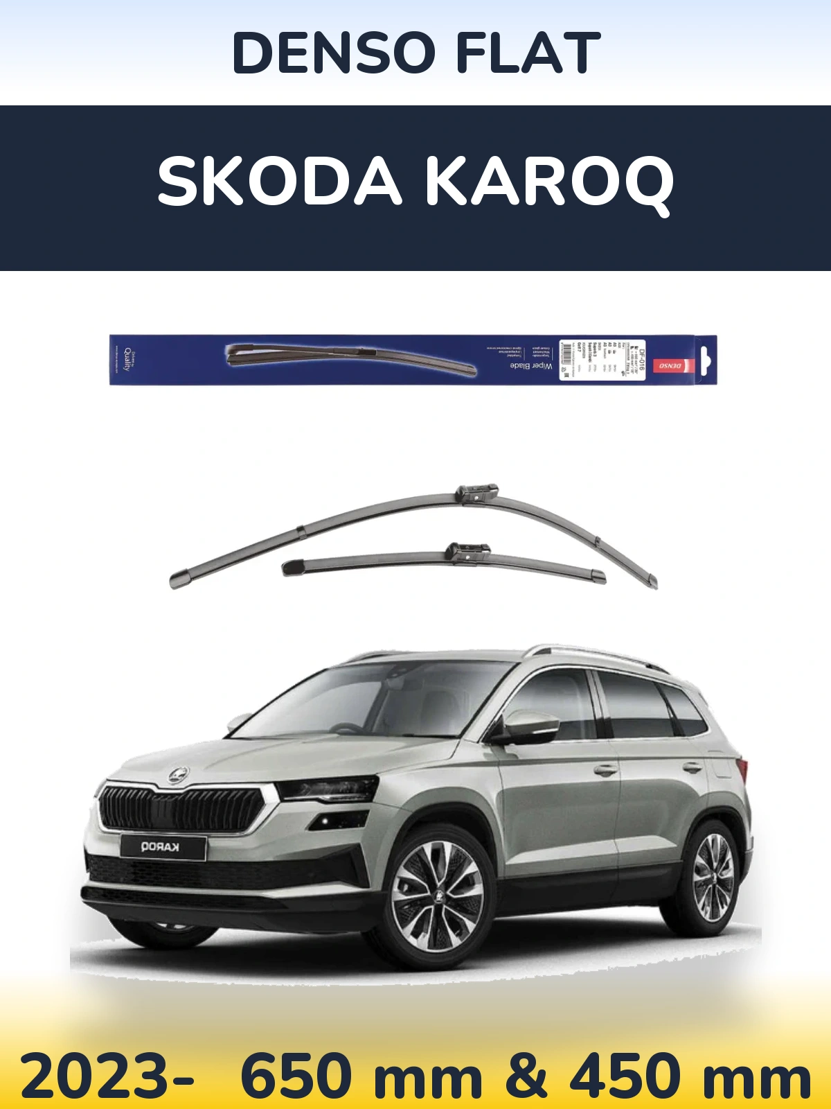 Komplet przednich wycieraczek Denso Flat 650 & 450 mm do Skoda Karoq 2023-2026