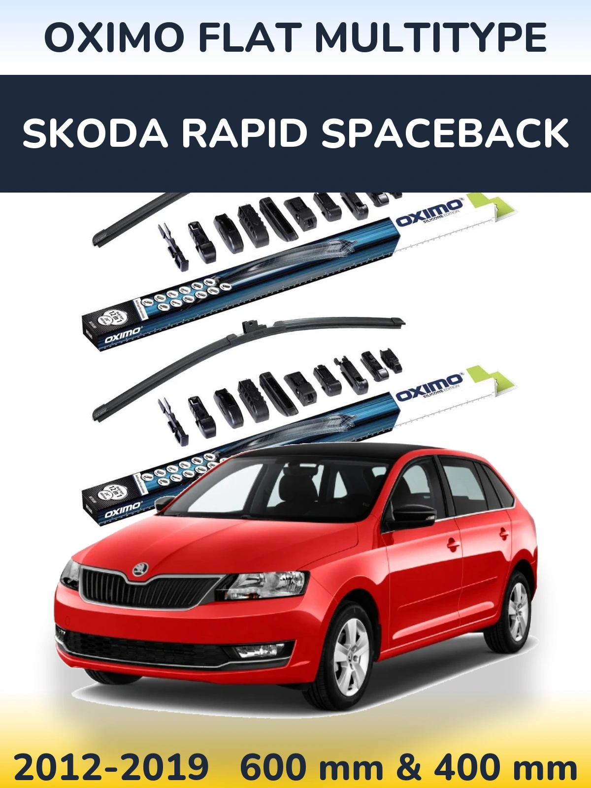 Комплект передних дворников Oximo Flat MultiТипe 600 & 400 мм для Skoda Rapid Spaceback 2012-2019