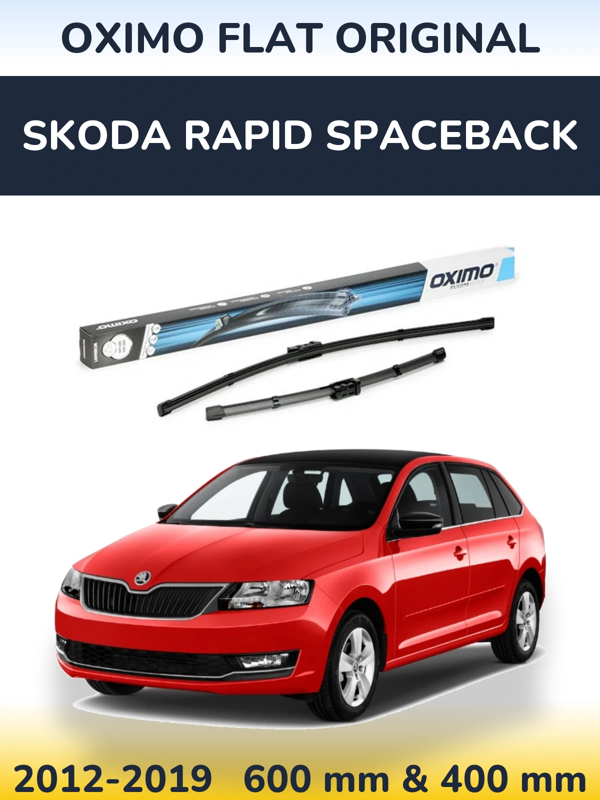 Комплект передніх щіток Oximo Flat Original 600 & 400 мм для Skoda Rapid Spaceback 2012-2019