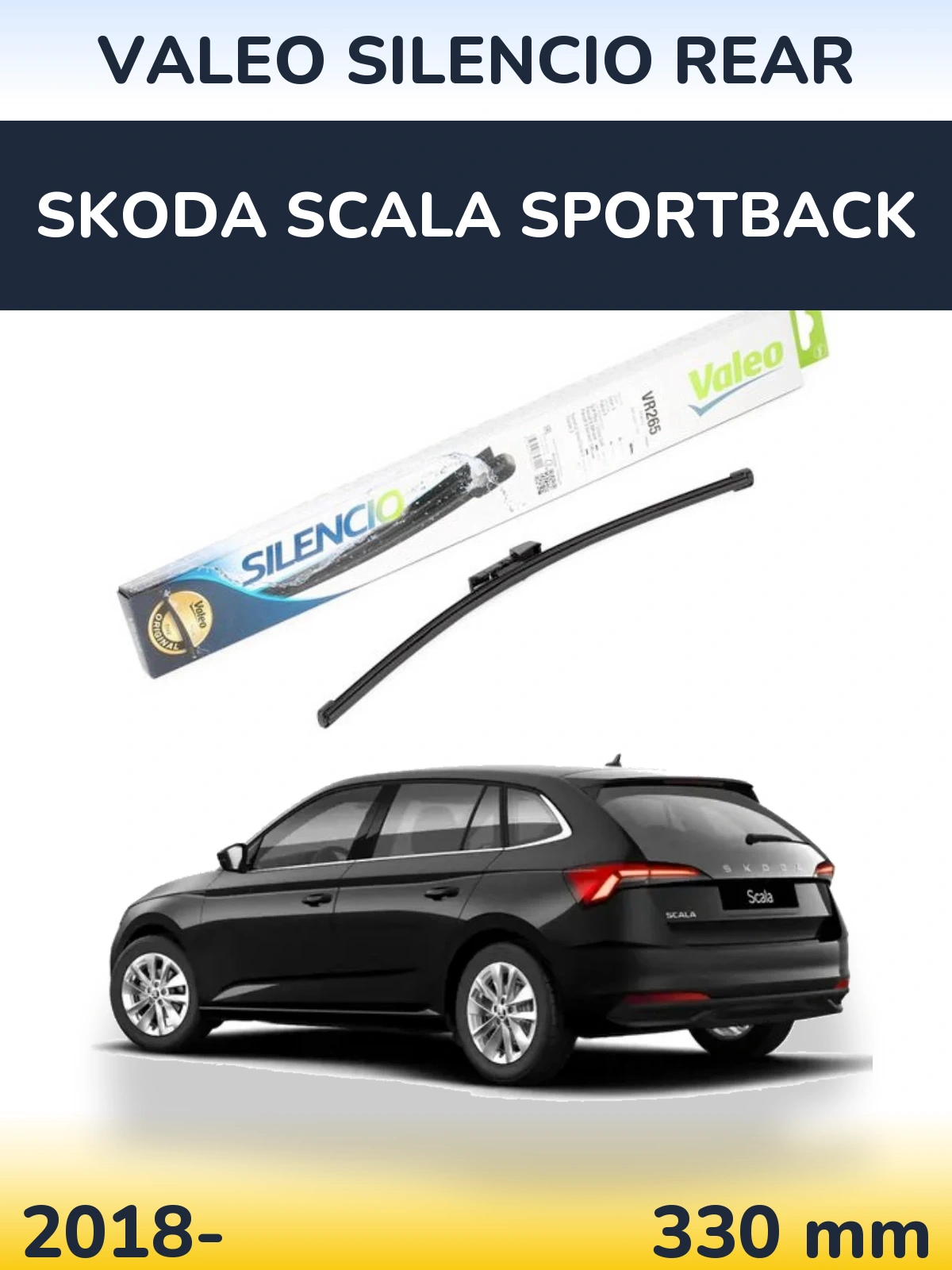 Rear wiper blade Valeo Silencio Rear 335 mm for Skoda Scala Sportback 2018-2026